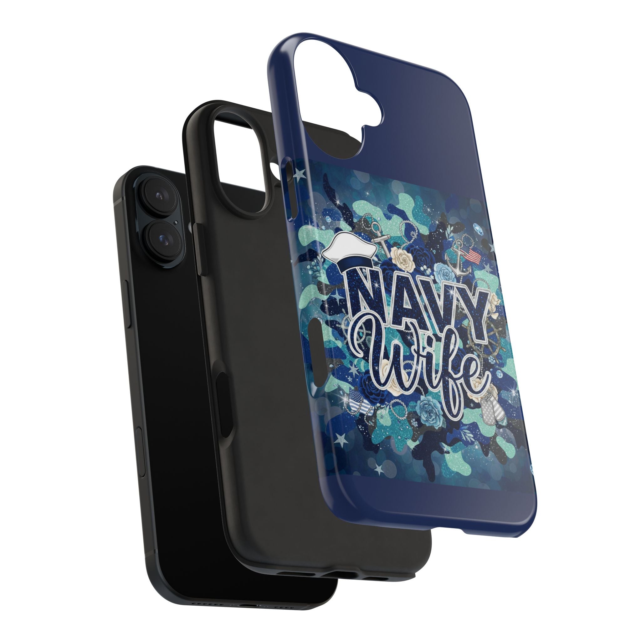 Navy Wife Tough Phone Case — Military Camouflage Protective Phone Cover, Perfect Gift for Navy Spouses