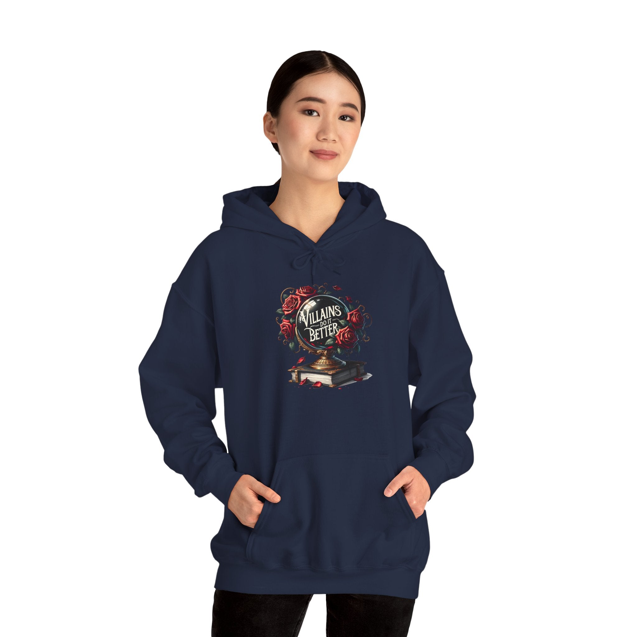 Villains Are Better Hoodie — Gothic Book & Rose Graphic Sweatshirt