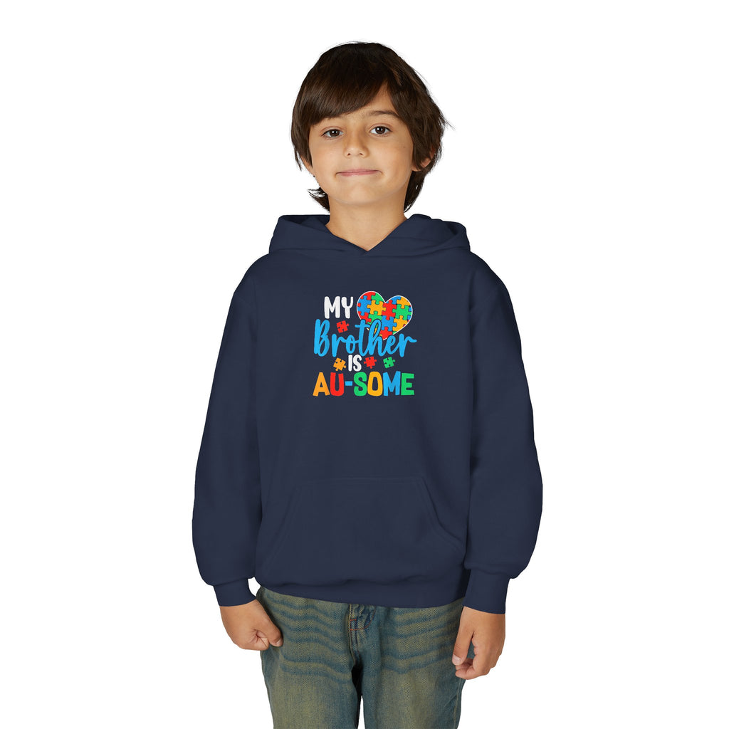 Youth Hoodie - "My Brother is Au-some" Autism Awareness Puzzle Heart Sweatshirt