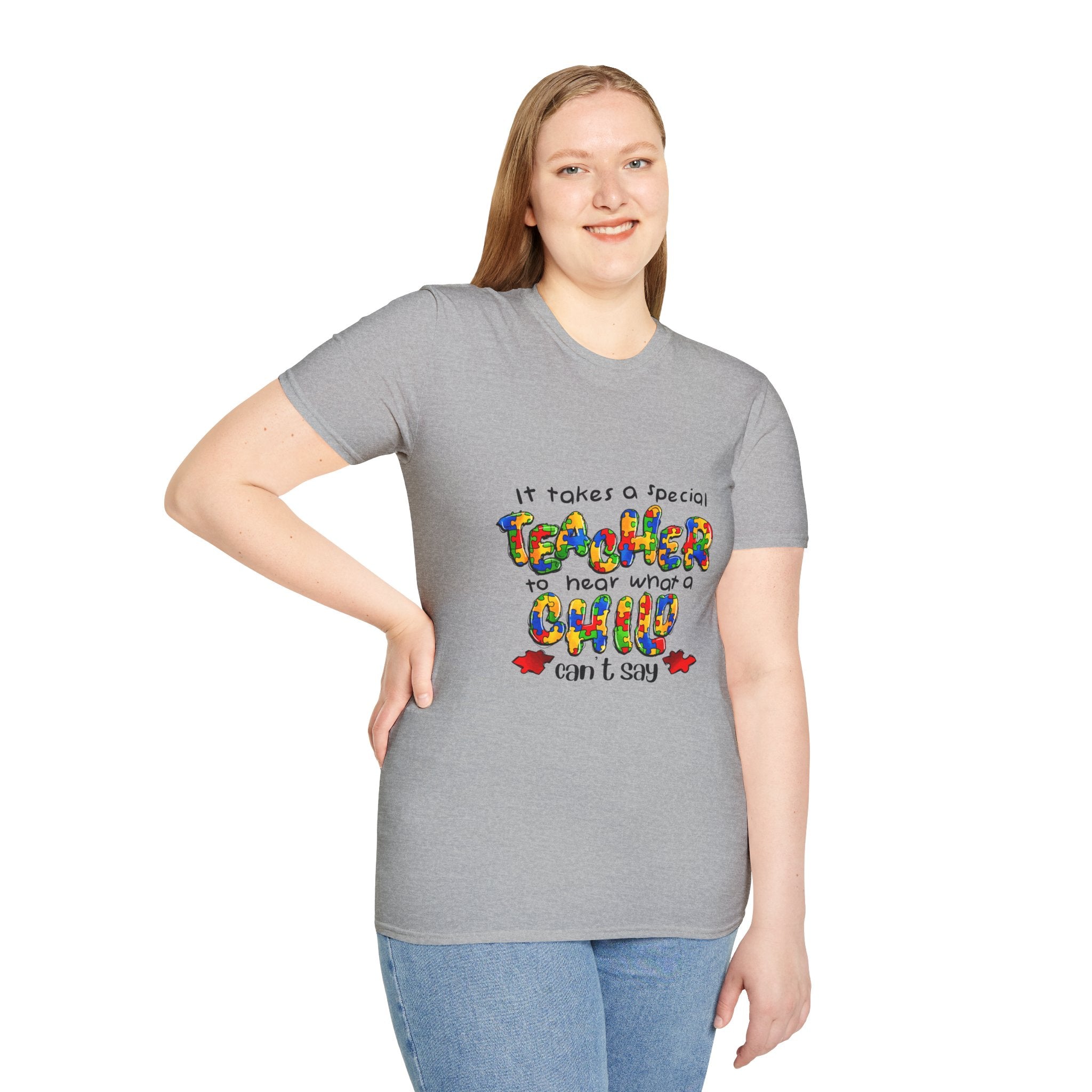 Teacher Appreciation T‑Shirt – “It Takes a Special Teacher to Hear What a Child Can’t Say” Colorful Kids Design