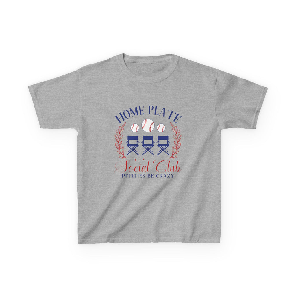 Kids Tee — "Home Plate Social Club" Baseball Shirt (Pitches Be Crazy)