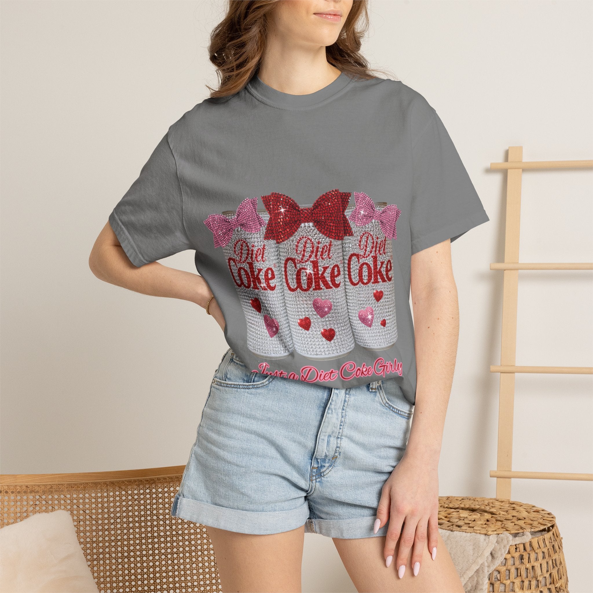 Diet Coke Glitter Can T-Shirt — "Just a Diet Coke Girl" Retro Sparkle Tee
