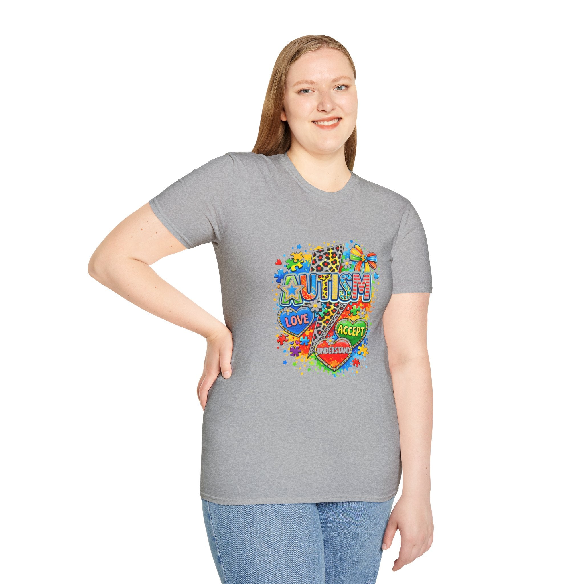 Autism Awareness T-Shirt – Love • Accept • Understand Colorful Puzzle Heart Design
