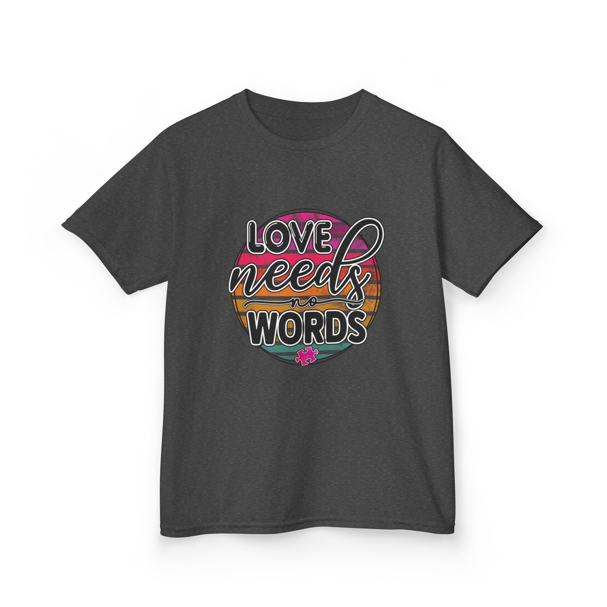 Kids Tee - "Love Needs Words" Colorful Circle Graphic