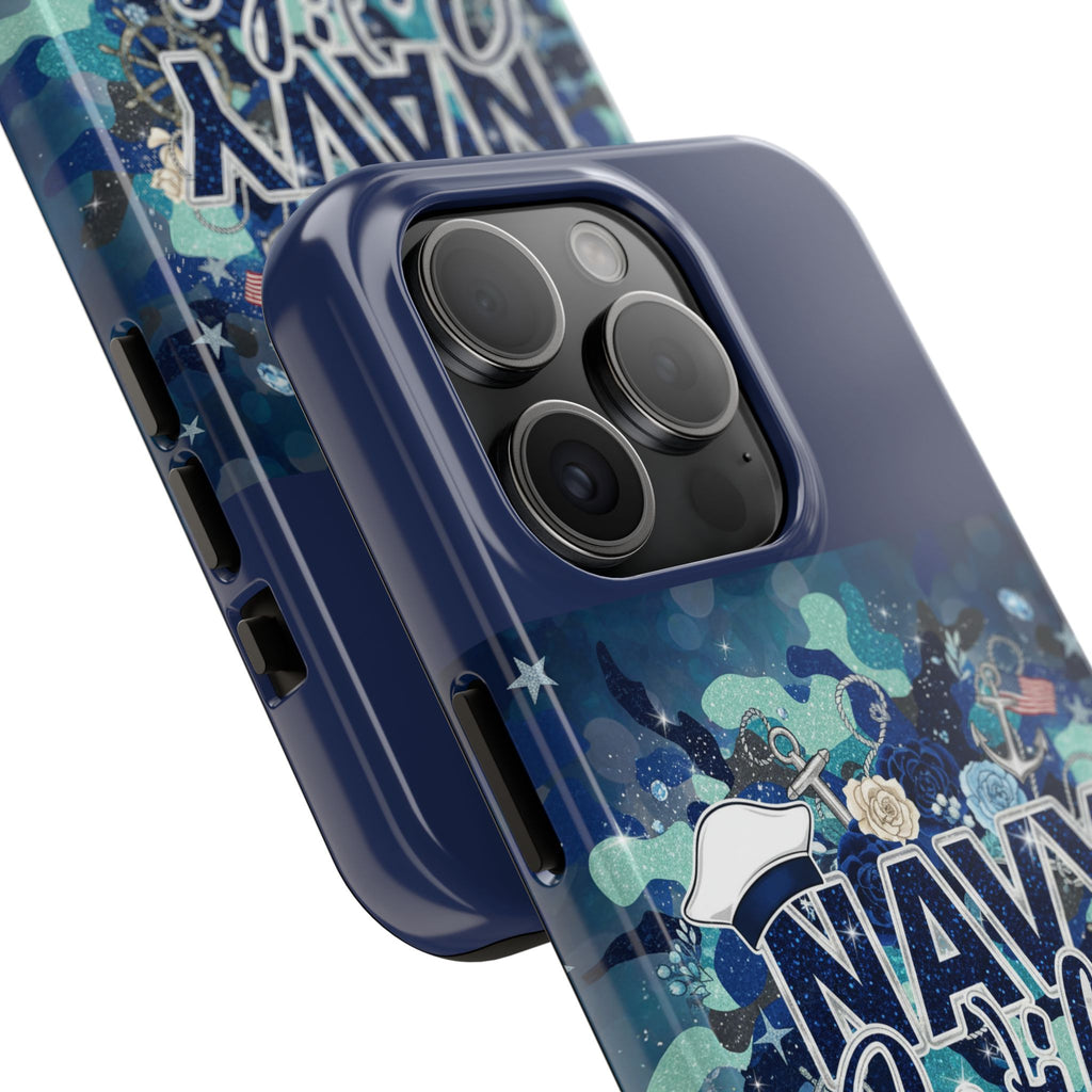 Navy Wife Tough Phone Case — Military Camouflage Protective Phone Cover, Perfect Gift for Navy Spouses