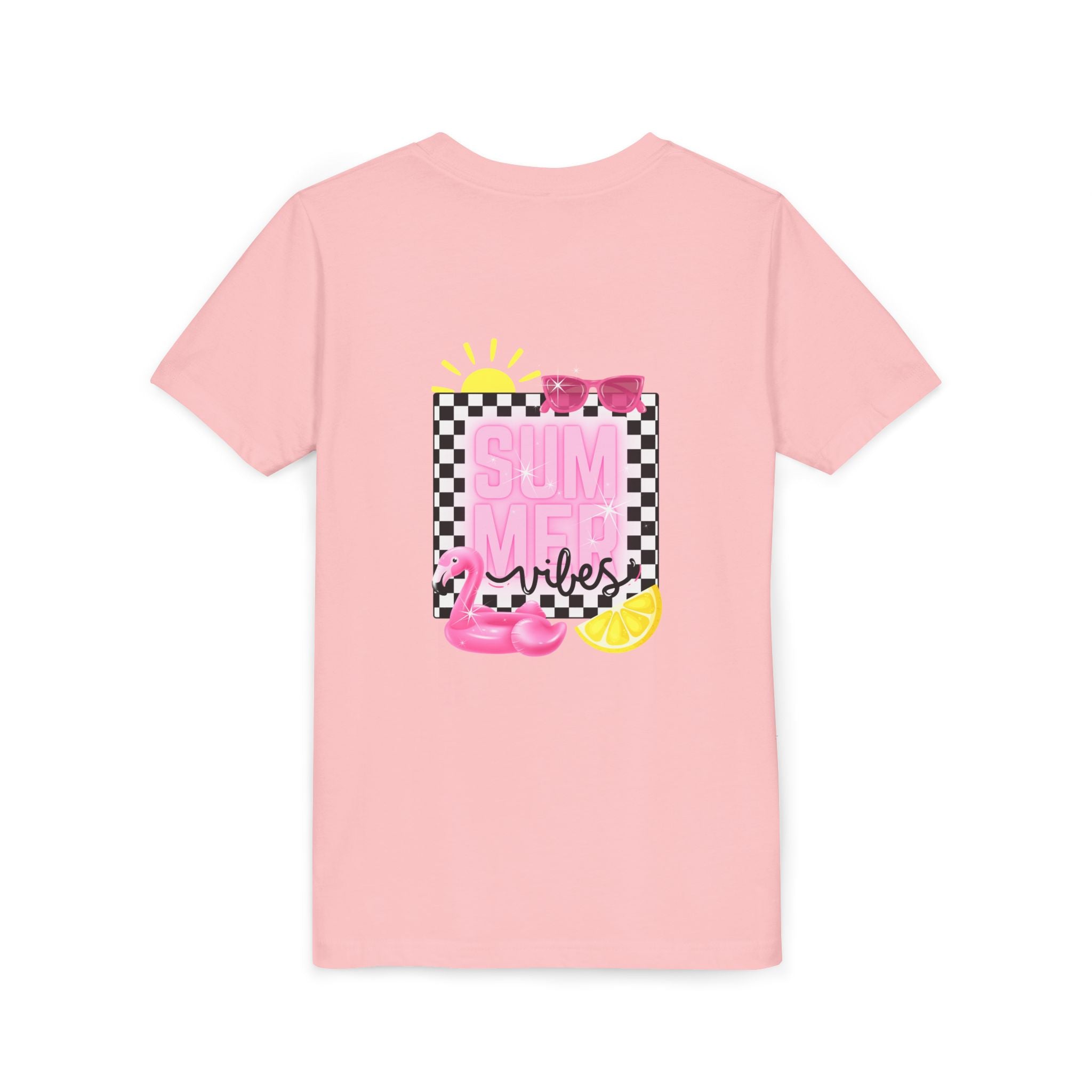 Youth Tee — "SUMMER Vibes" Pink Floaty Checkerboard Kids T-Shirt