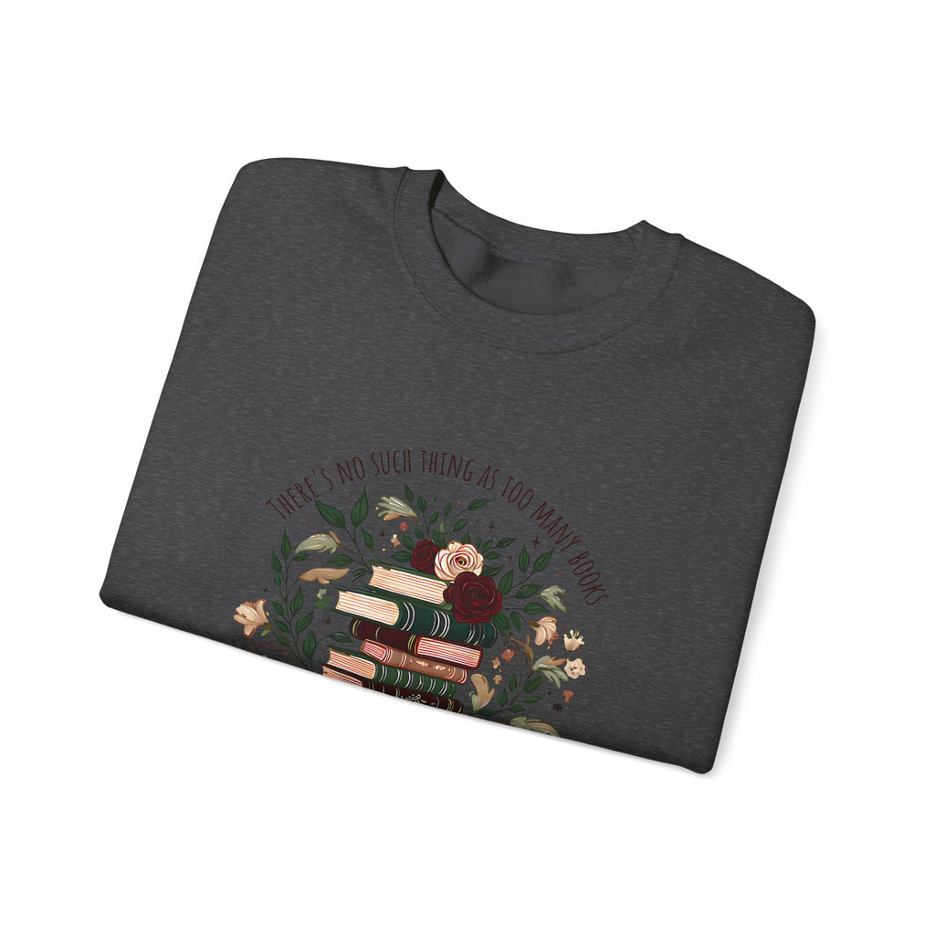 Book Lover Crewneck Sweatshirt – “Books and Tea” Floral Stack Graphic