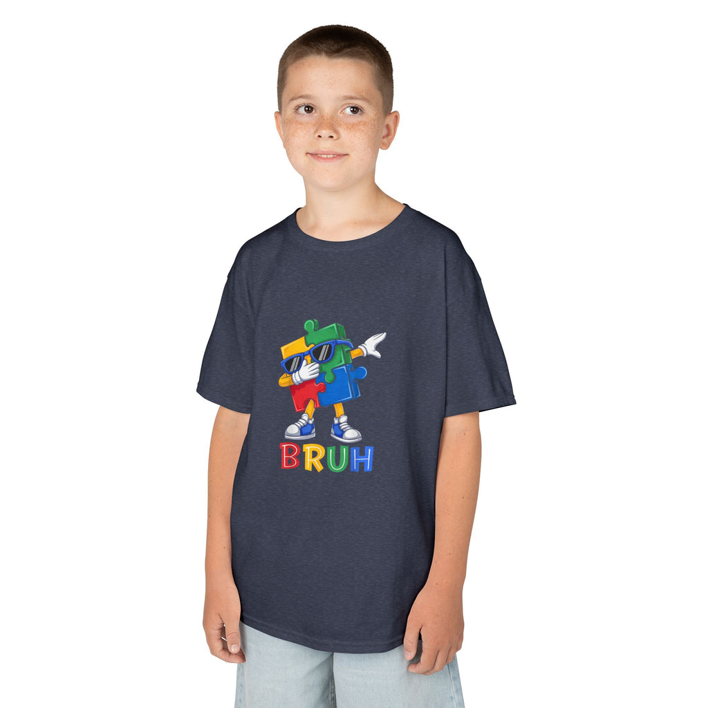Kids 'BRUH' Colorful Puzzle Robot Tee - Fun Graphic Shirt for Boys & Girls