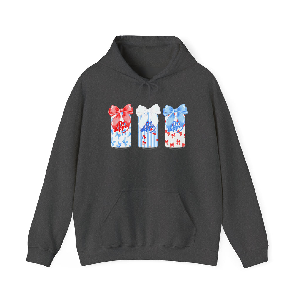 Gift Box Trio Hoodie - Red White Blue Ribbon Holiday Sweatshirt