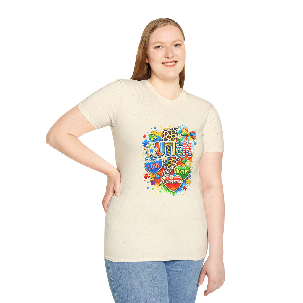 Autism Awareness T-Shirt – Love • Accept • Understand Colorful Puzzle Heart Design