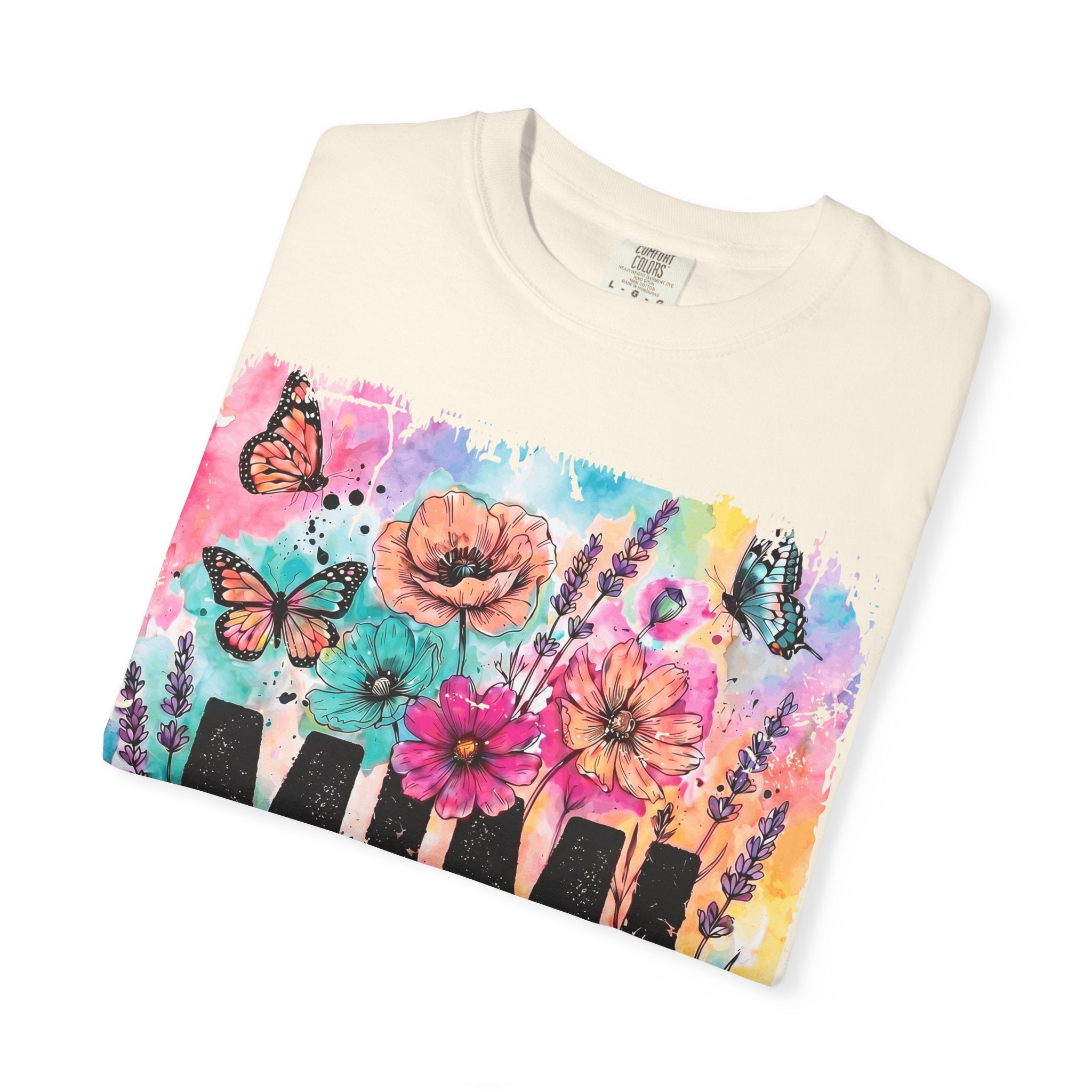 MIMI Floral Butterflies T-Shirt — Colorful Watercolor Garden Tee