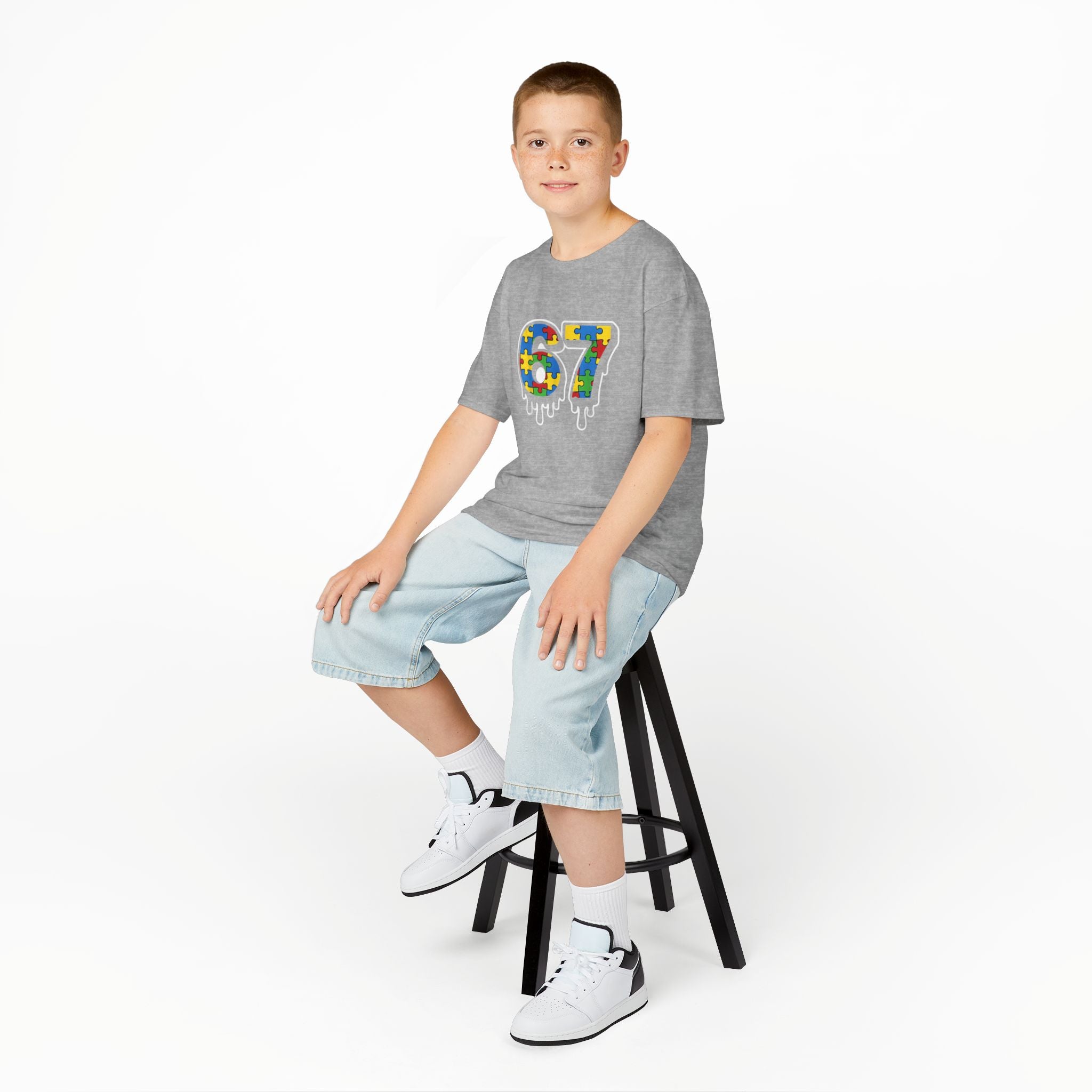 Kids Puzzle Number 67 T-Shirt — Colorful Autism Awareness Tee