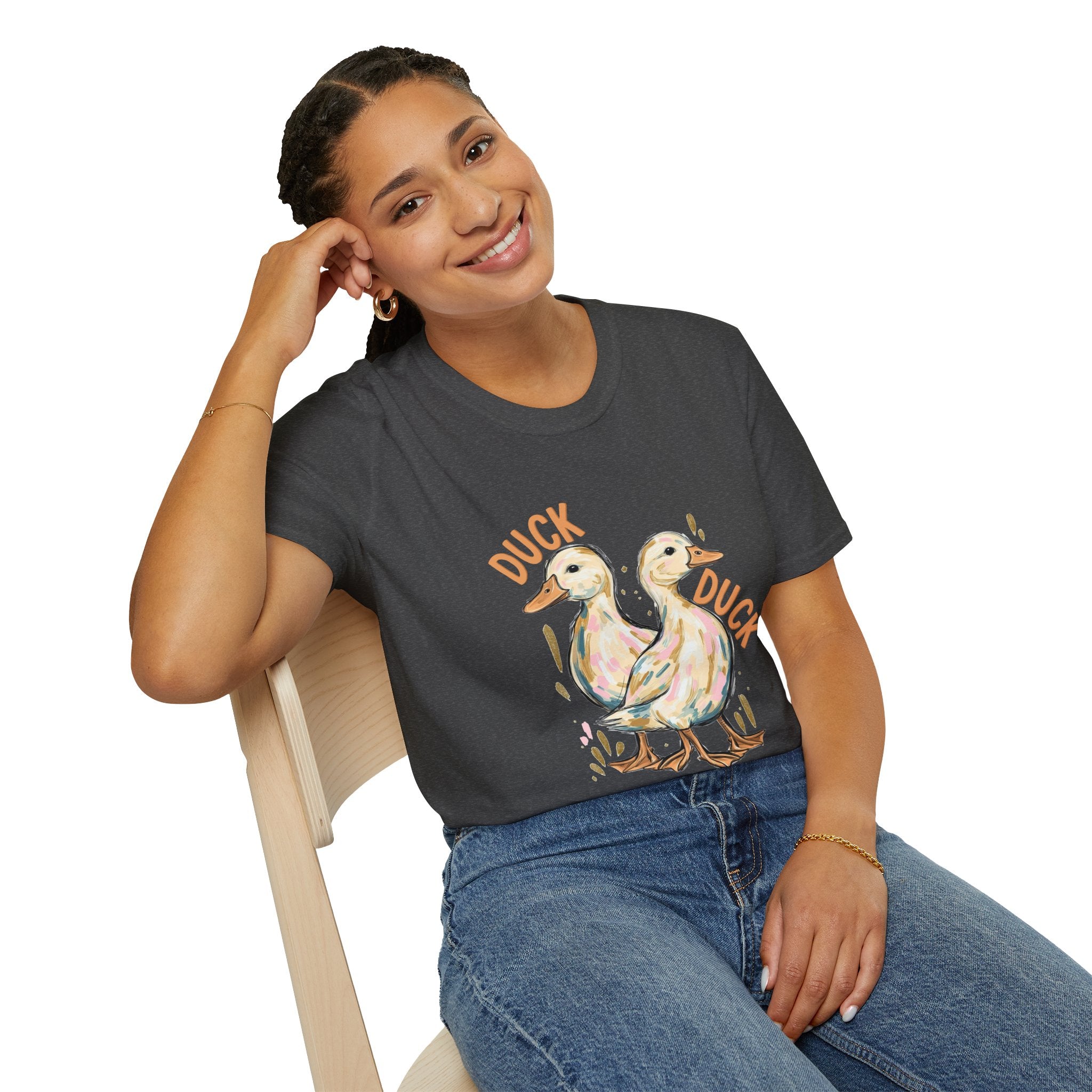 Double-sided Duck Duck Goose T-Shirt — Cute Pastel Duck & Goose Graphic Tee