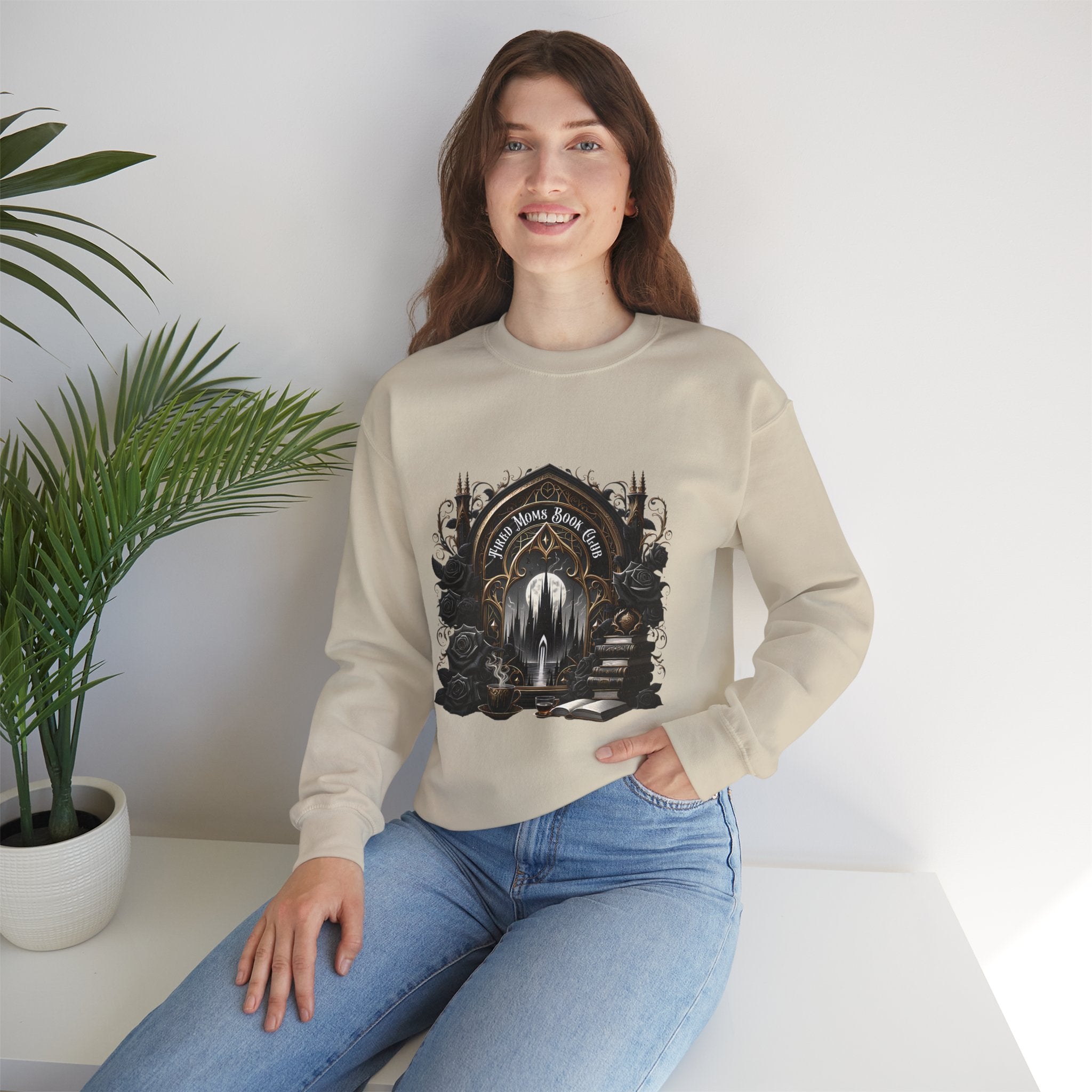 Mystic Library Crewneck Sweatshirt — Gothic 'Seek Silent Wisdom' Design