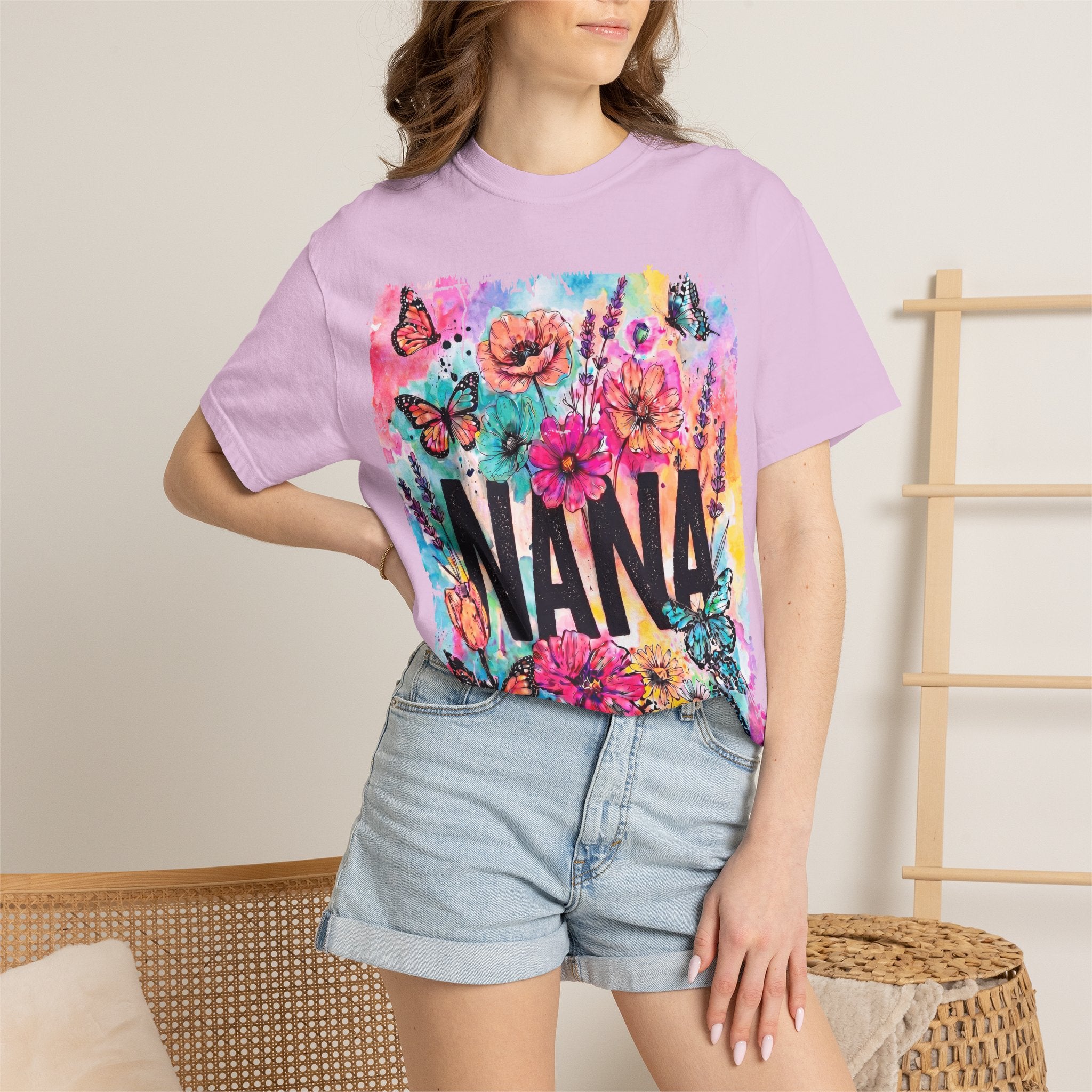 Nana Floral Butterfly T-Shirt — Colorful Grandma Gift for Mother’s Day