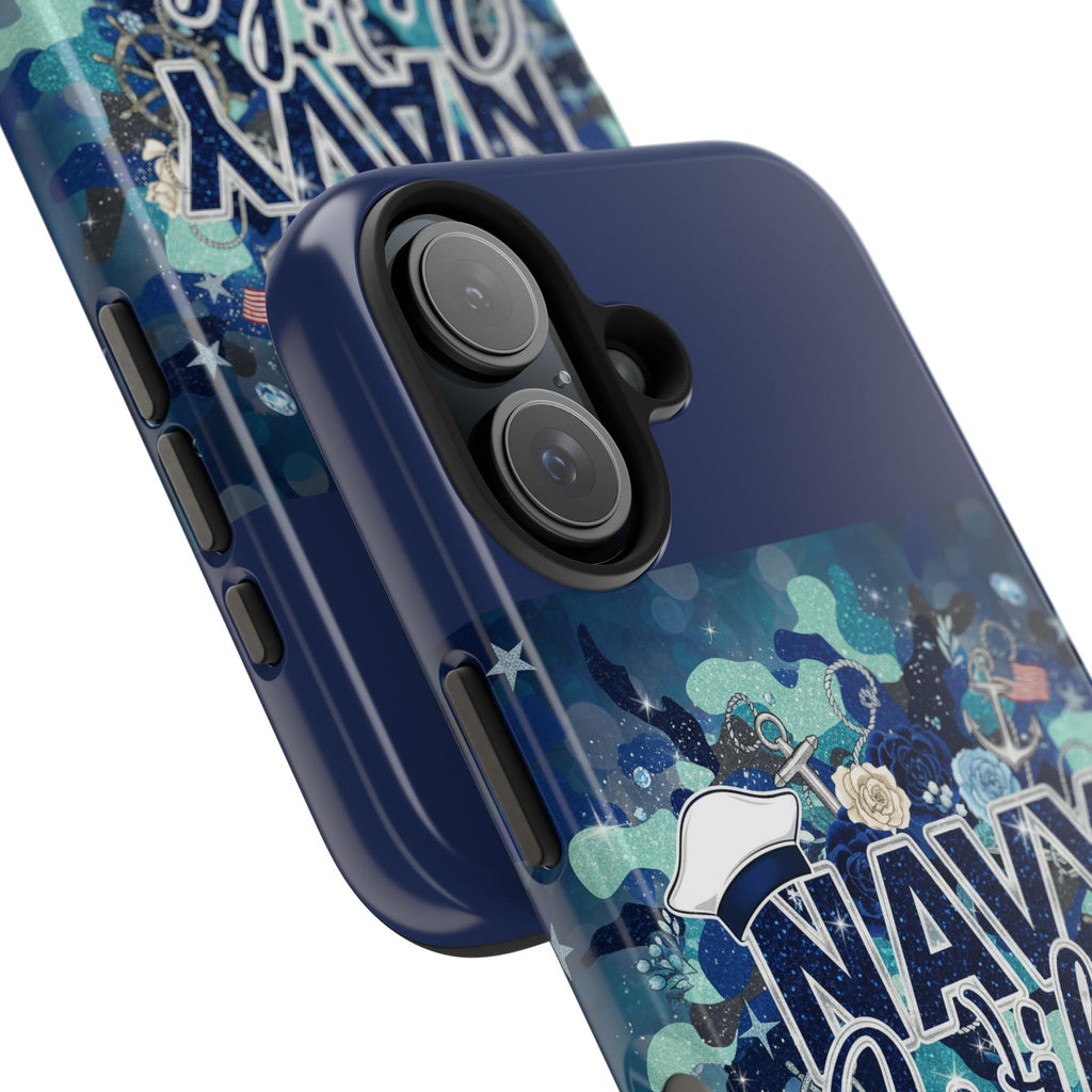 Navy Wife Tough Phone Case — Military Camouflage Protective Phone Cover, Perfect Gift for Navy Spouses