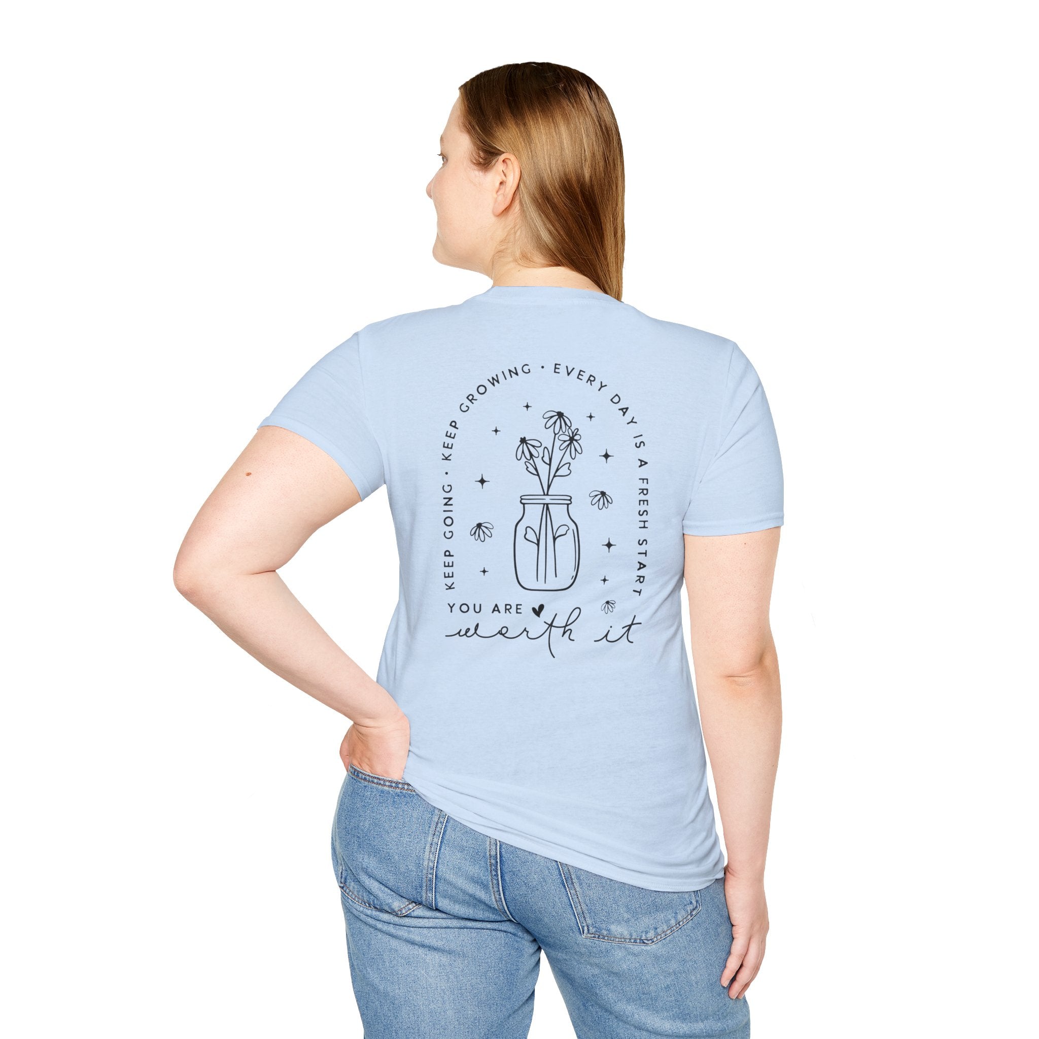 You Are Worth It T-Shirt — Floral Jar Self-Love Tee