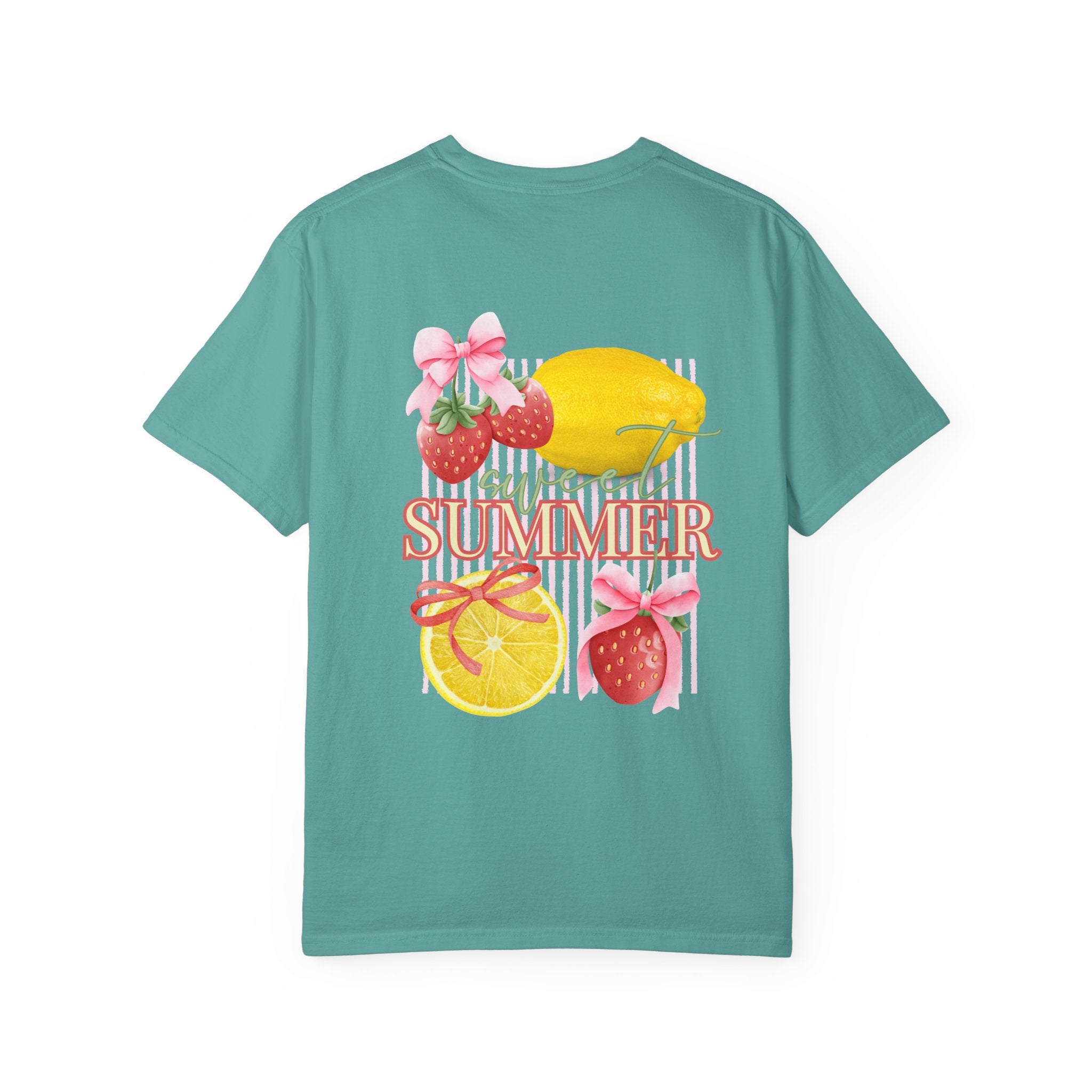 Summer Fruit T-Shirt — "Sweet Summer" Strawberry & Lemon Graphic Tee