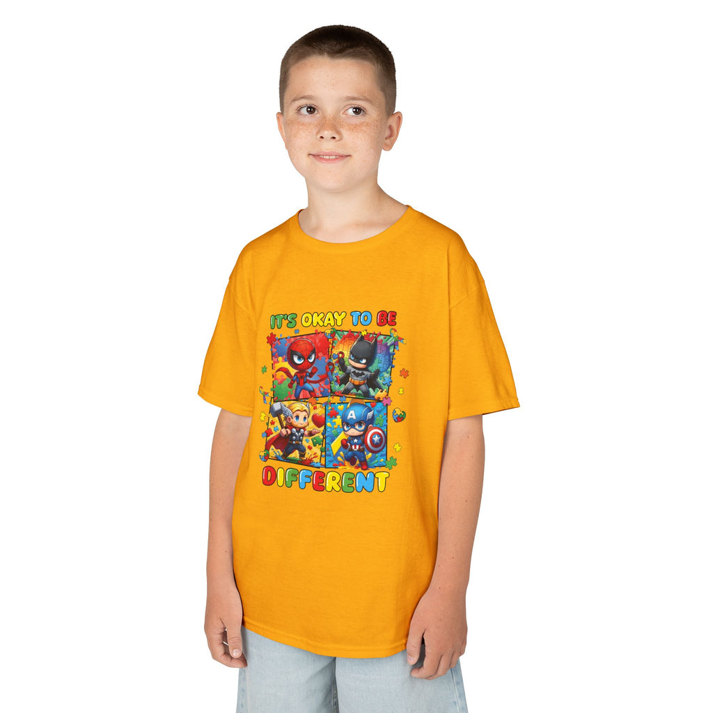 Kids 'It's Okay to Be Different' Graphic Tee — Colorful Inclusive Cartoon Design