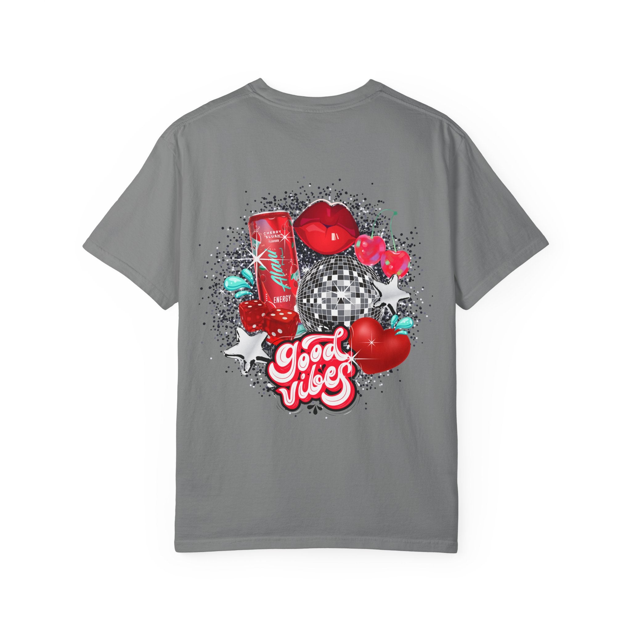 Graphic T-Shirt — 'Good Vibes' Retro Soda & Hearts Tee