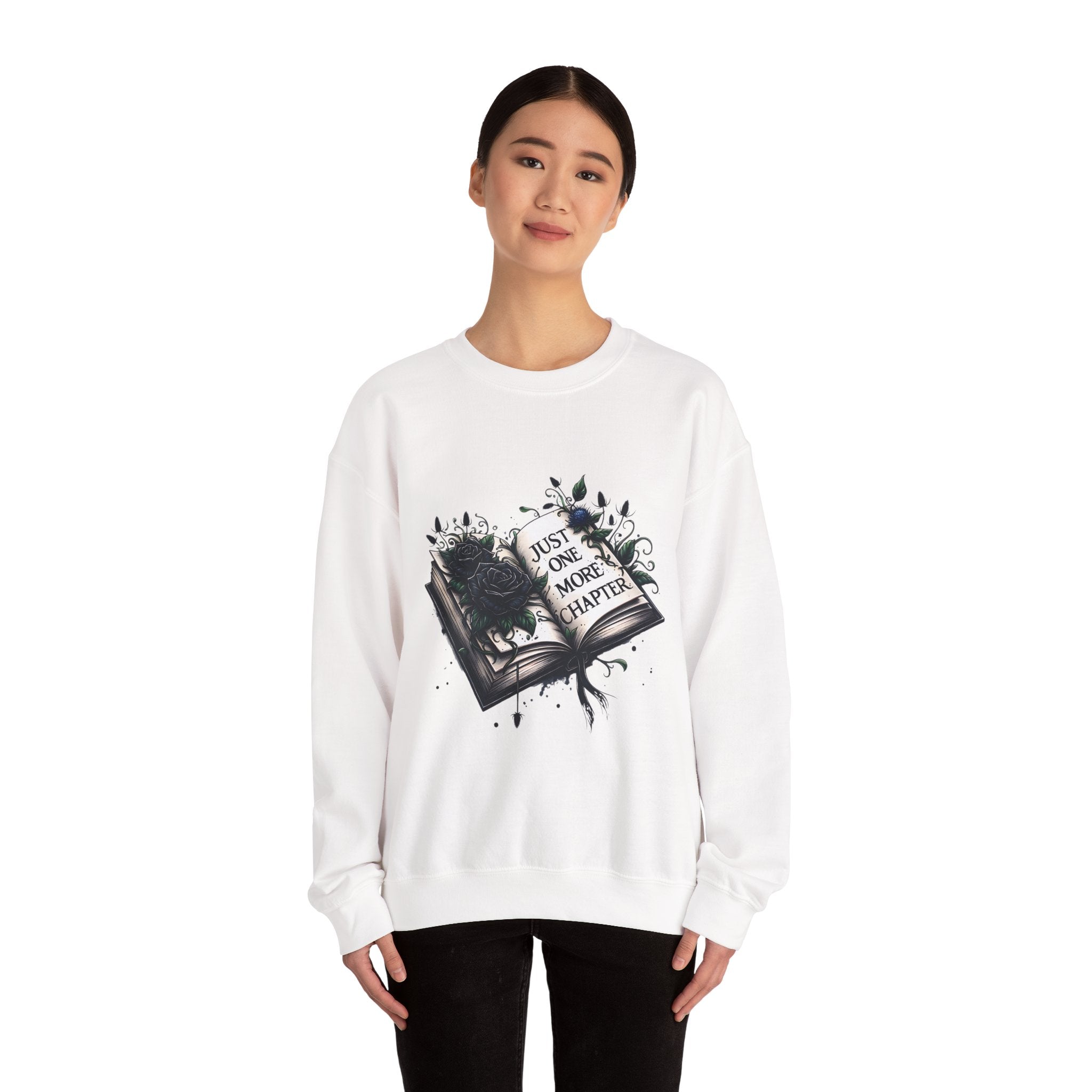 Book Lover Sweatshirt — "Just One More Chapter" Cozy Reader Crewneck
