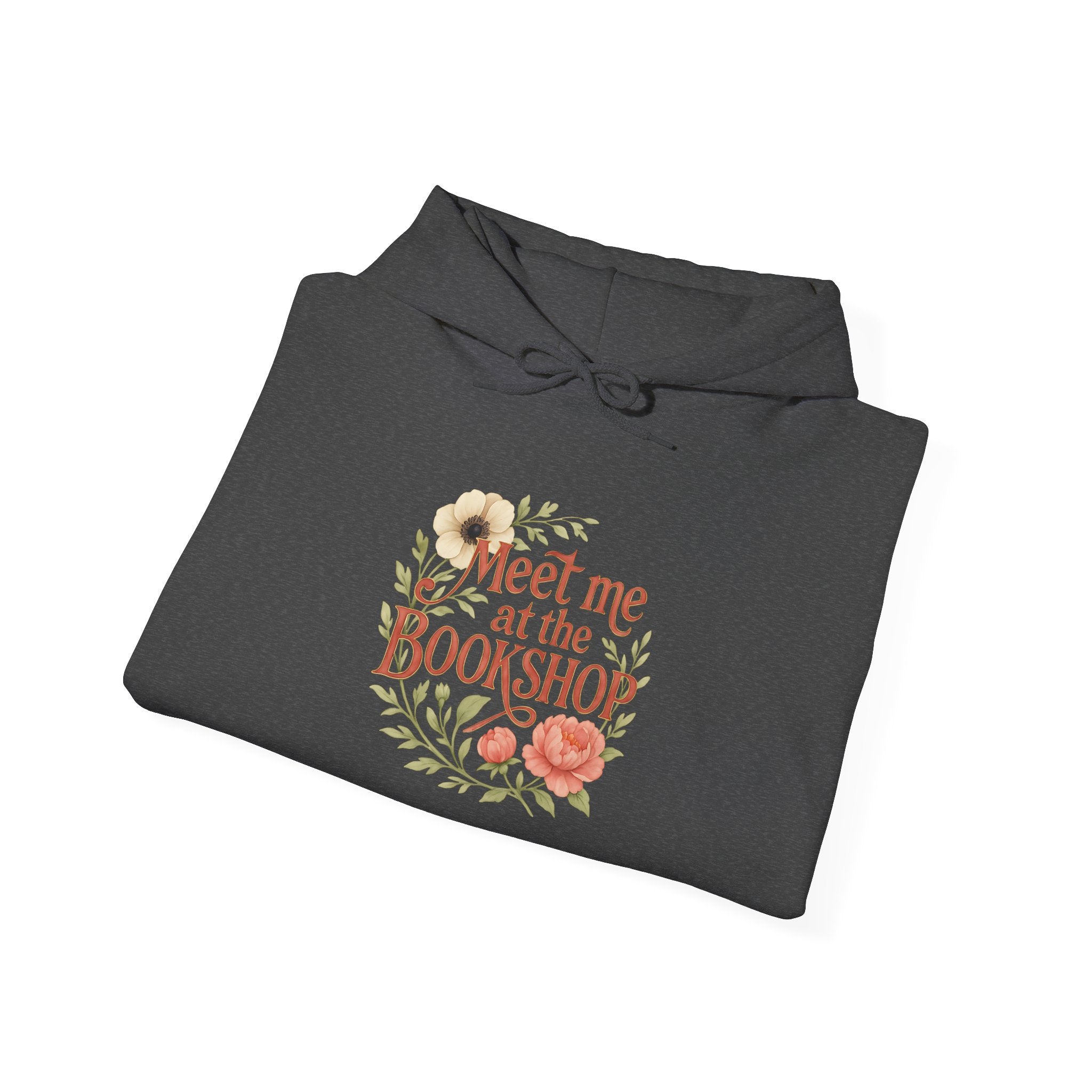Bookshop Hoodie — "Meet Me at the Bookshop" Floral Reading Sweatshirt