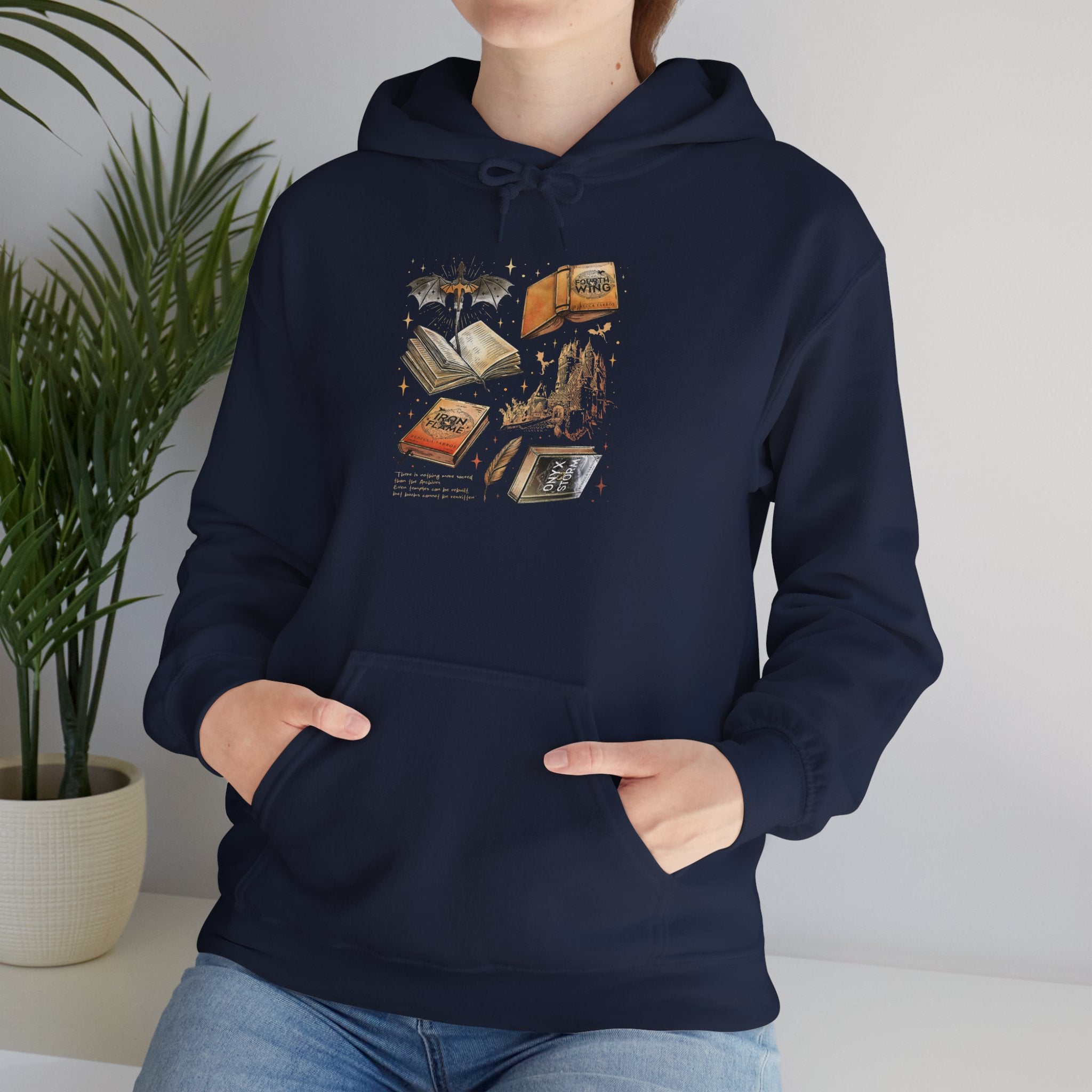 Bookish Bat Hoodie — Vintage Flying Books Graphic Pullover