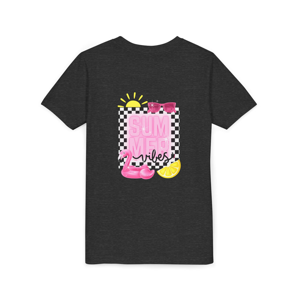 Youth Tee — "SUMMER Vibes" Pink Floaty Checkerboard Kids T-Shirt