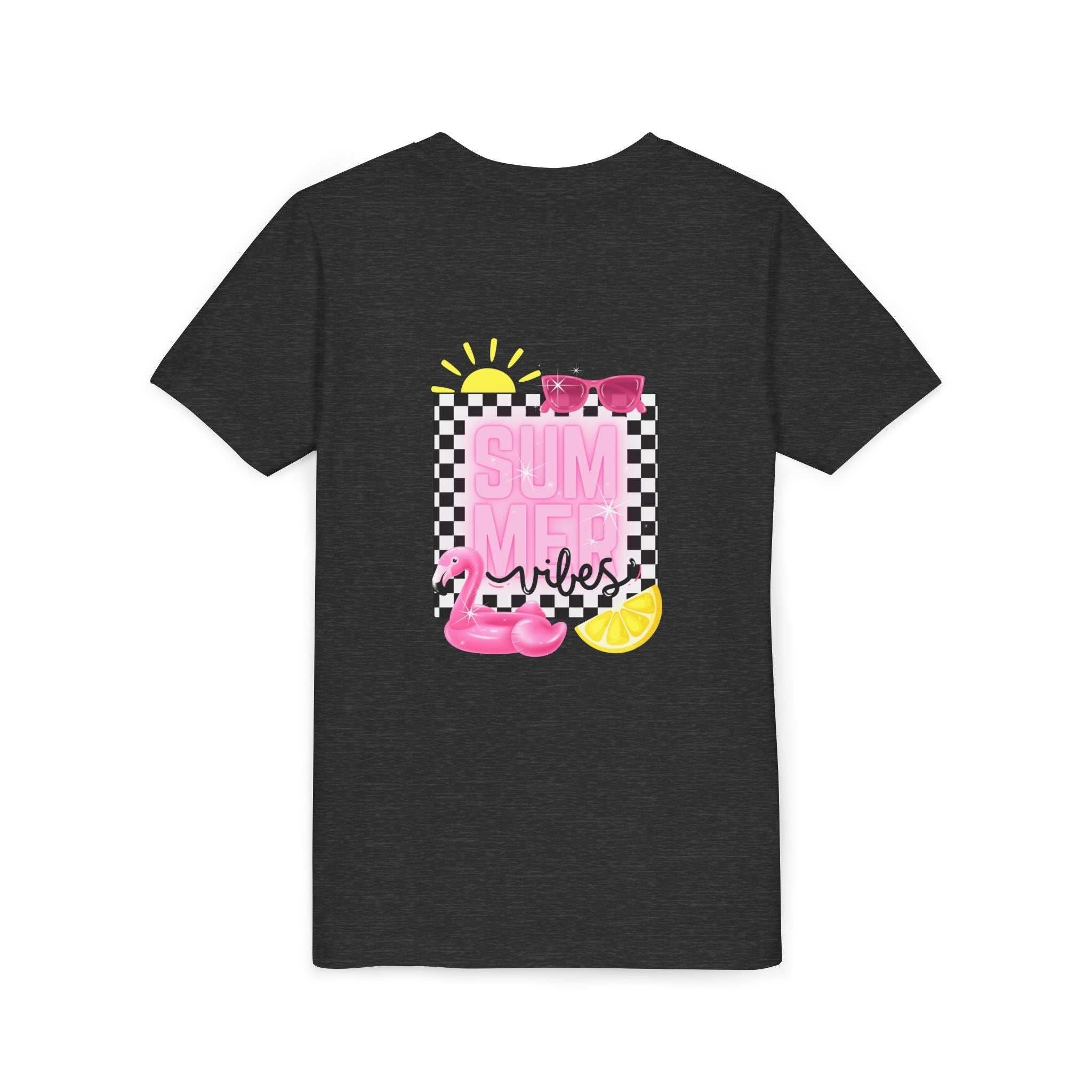 Youth Tee — "SUMMER Vibes" Pink Floaty Checkerboard Kids T-Shirt