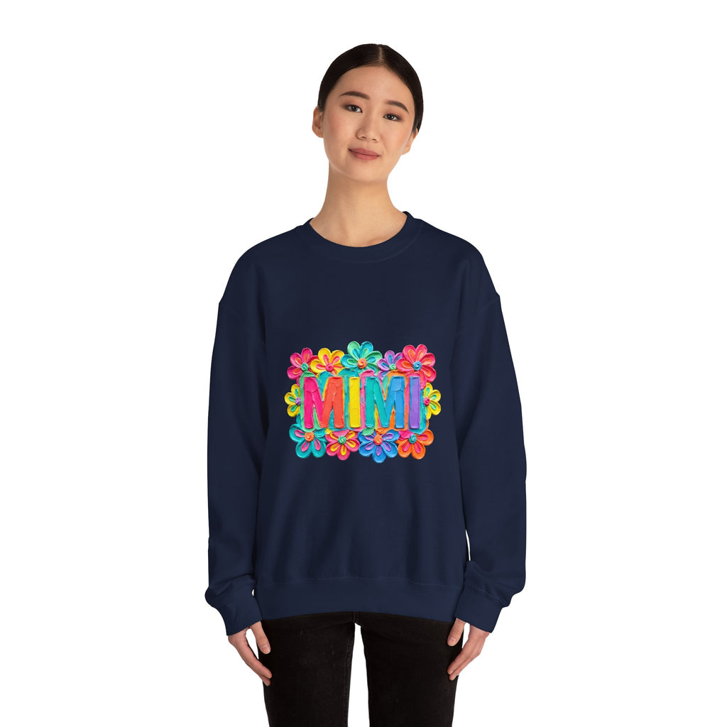 Mimi Floral Crewneck Sweatshirt — Colorful Retro Flower Graphic
