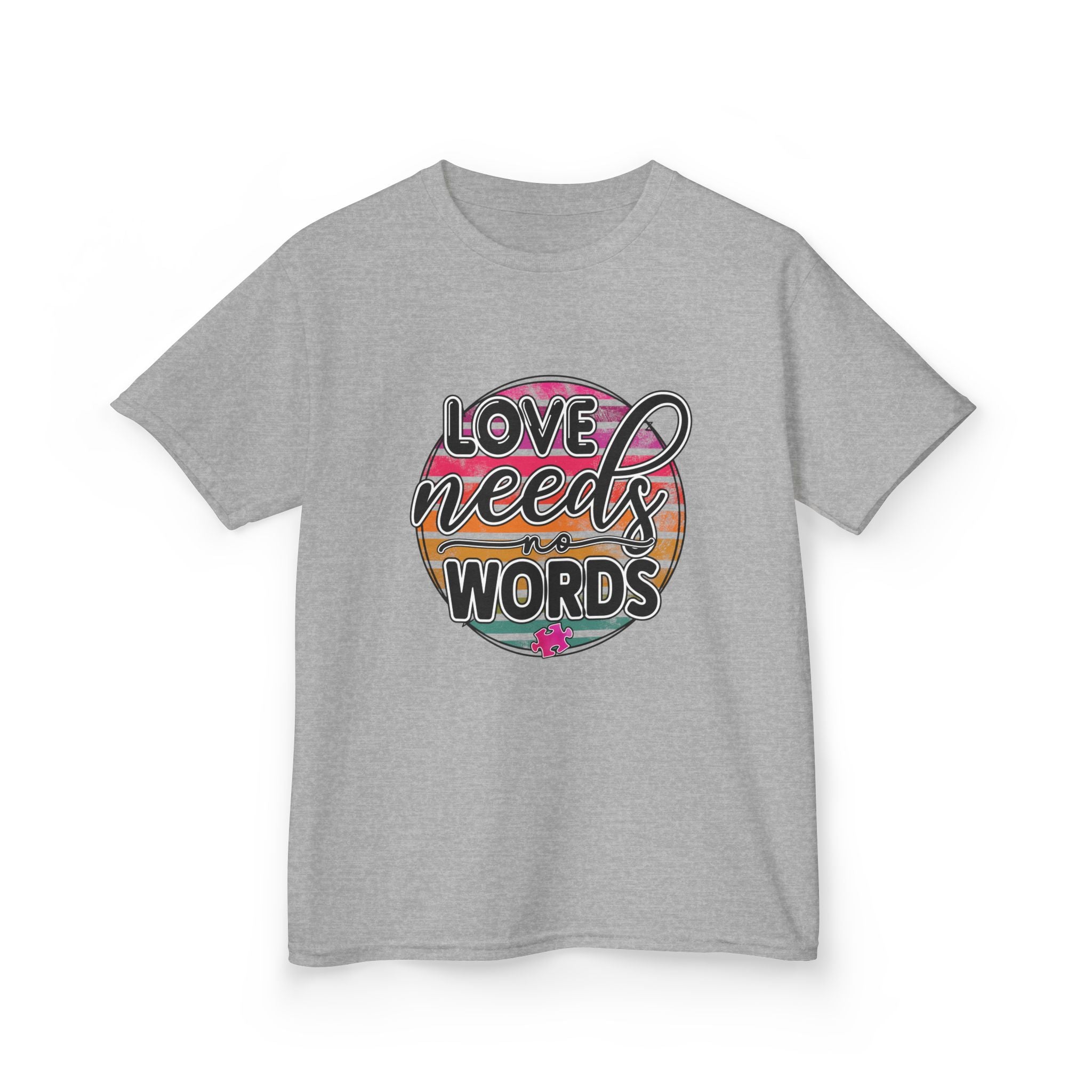 Kids Tee - "Love Needs Words" Colorful Circle Graphic