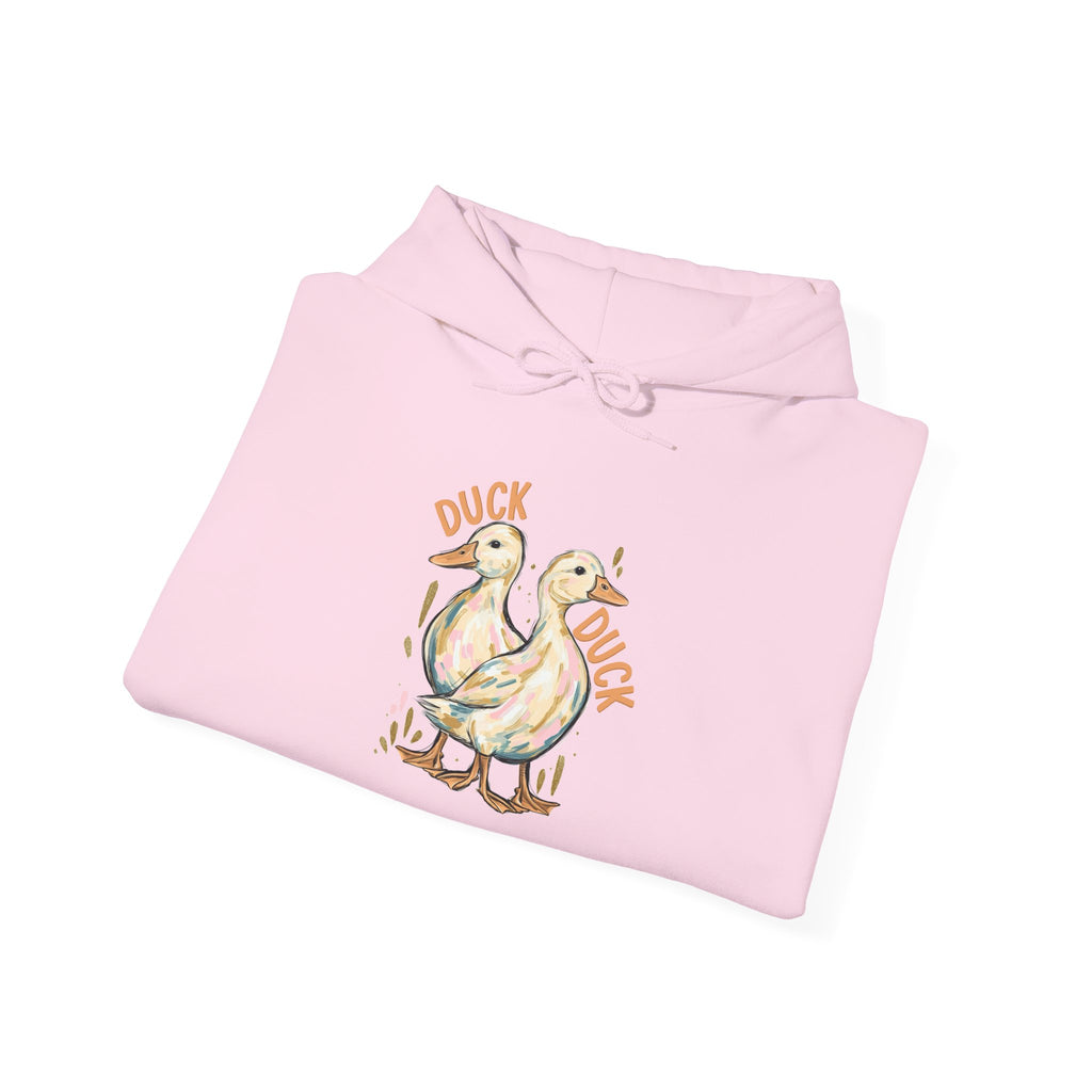 Duck & Goose Hoodie — Cute Waterfowl Graphic Pullover ("Duck Duck" Front, "Goose" Back)