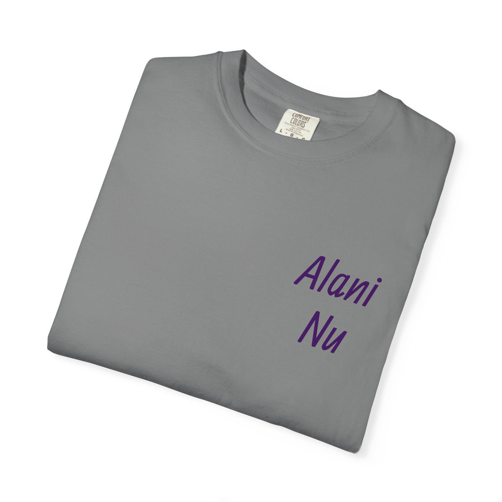 Graphic T-Shirt — 'Alani Nu' Collage Back Print, Retro Floral & Lip Art Tee