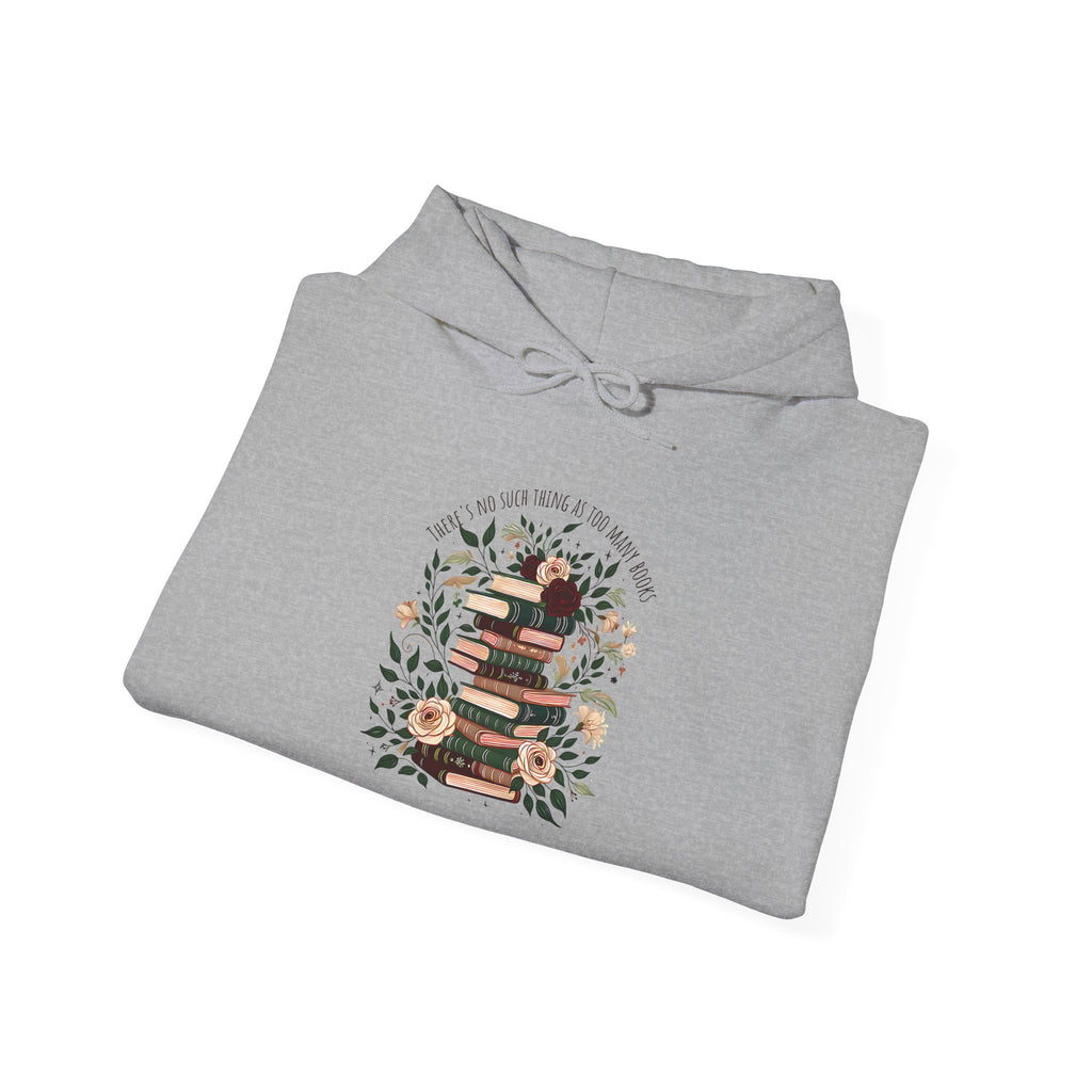 Cozy Reading Stack Hoodie — Floral Bookshelf Design