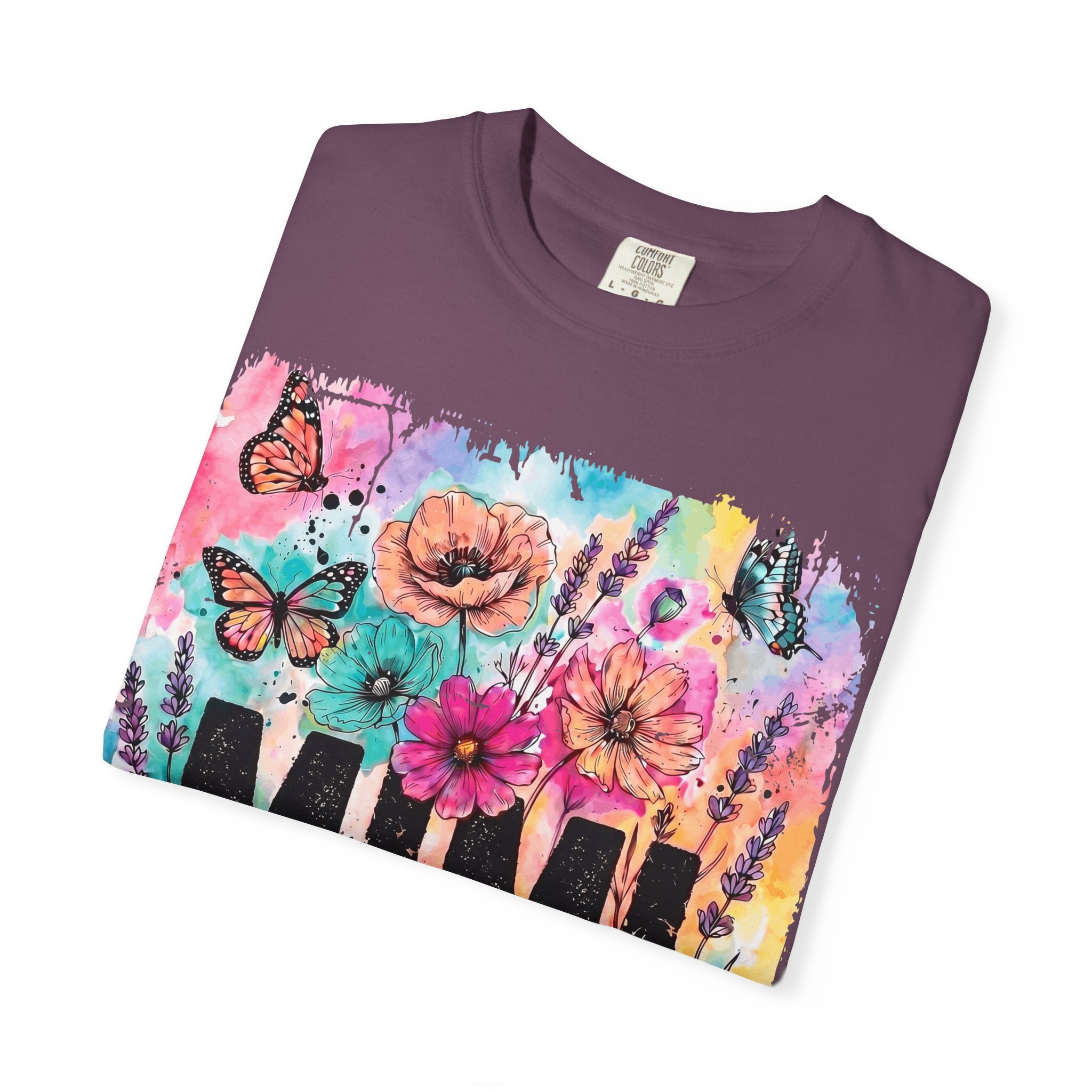 MIMI Floral Butterflies T-Shirt — Colorful Watercolor Garden Tee