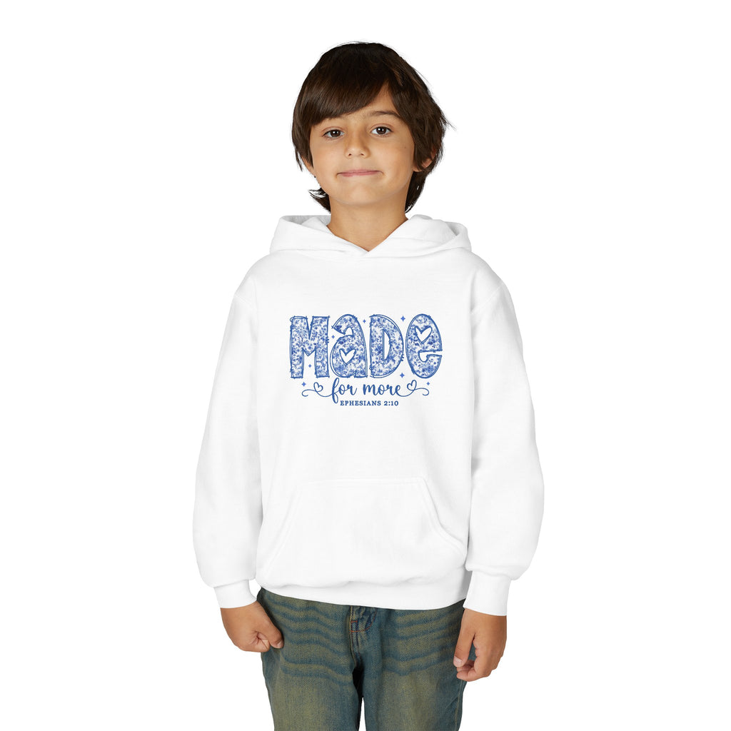 Youth Hoodie - "Made for More" Inspirational Floral Design
