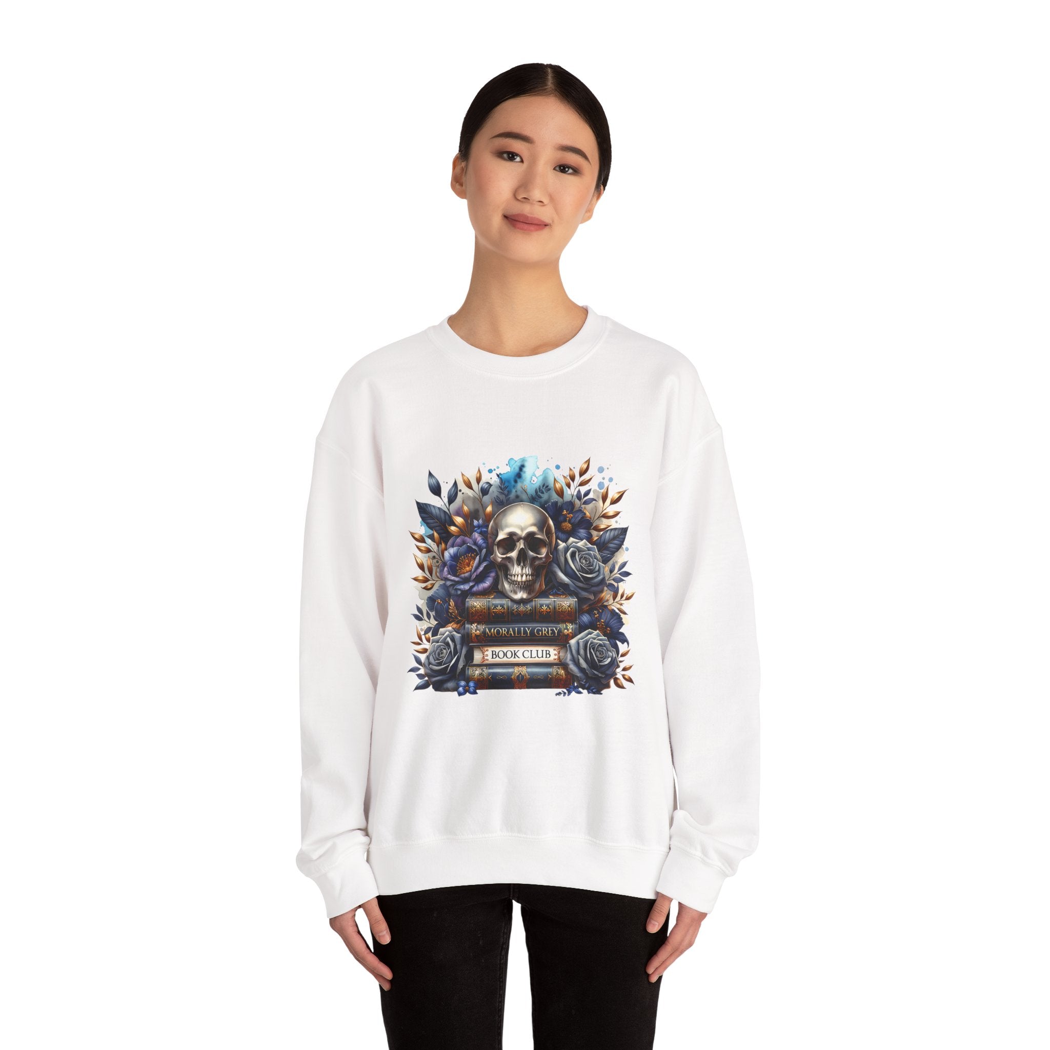 Skull & Books Crewneck Sweatshirt — Gothic Book Club Sweater