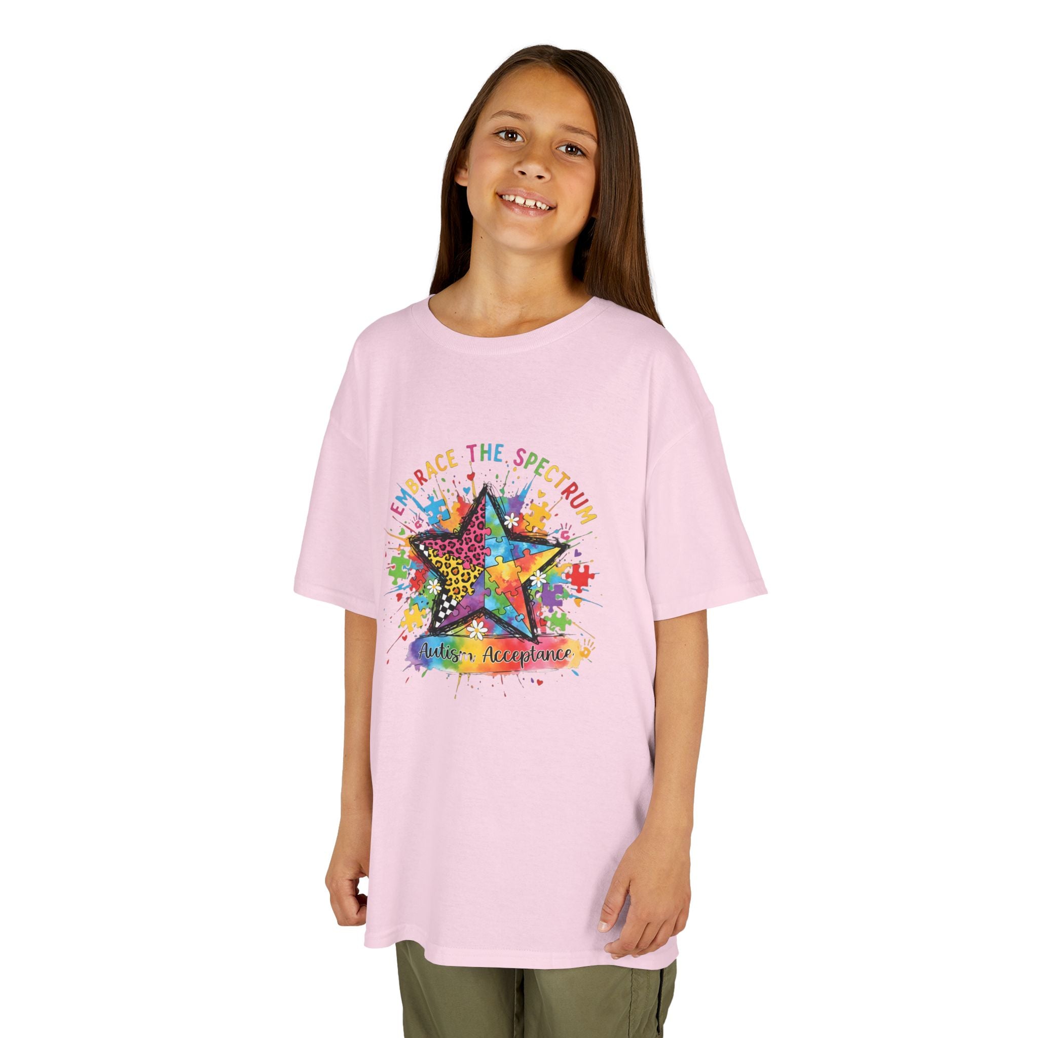 Kids Tee — "Shine Bright: Embrace the Spectrum" Rainbow Star Autism Awareness Shirt