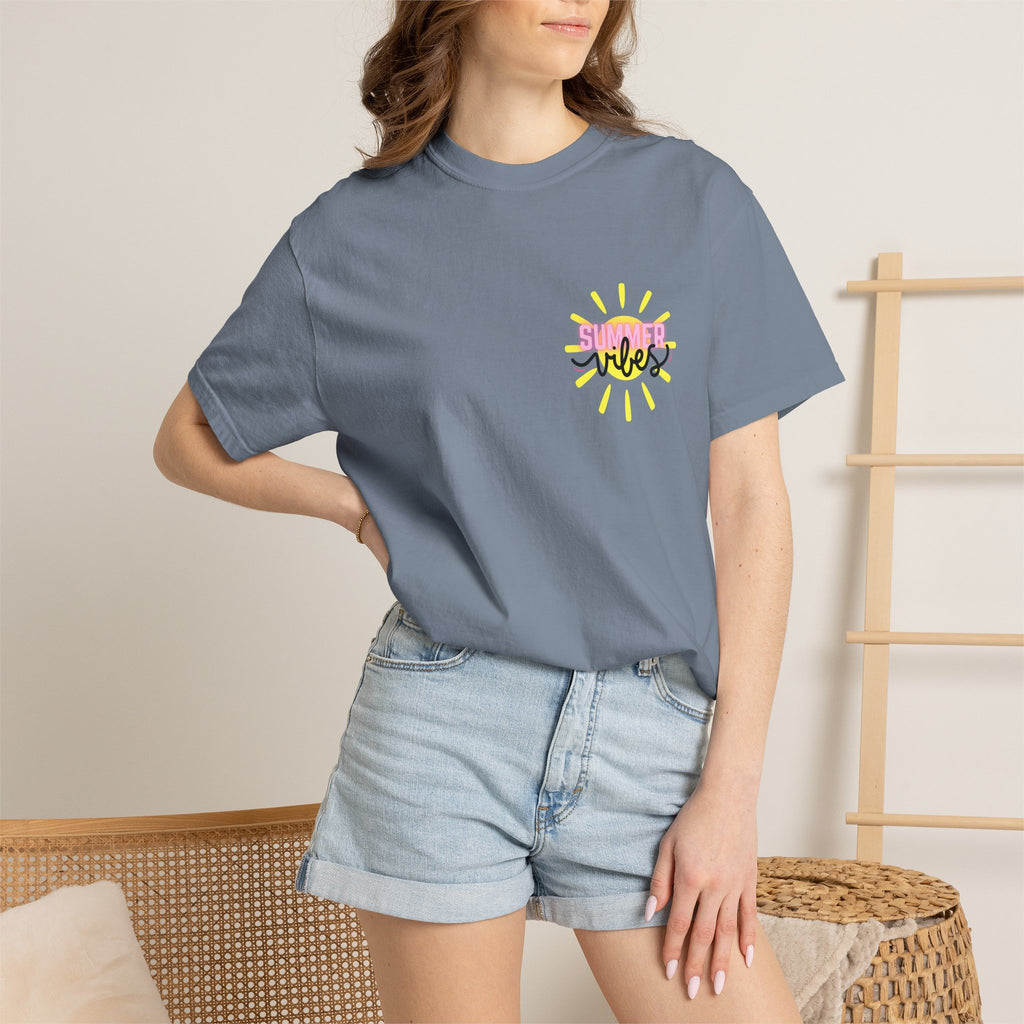 Summer Vibes T-Shirt — Pink Floatie & Checkered Graphic