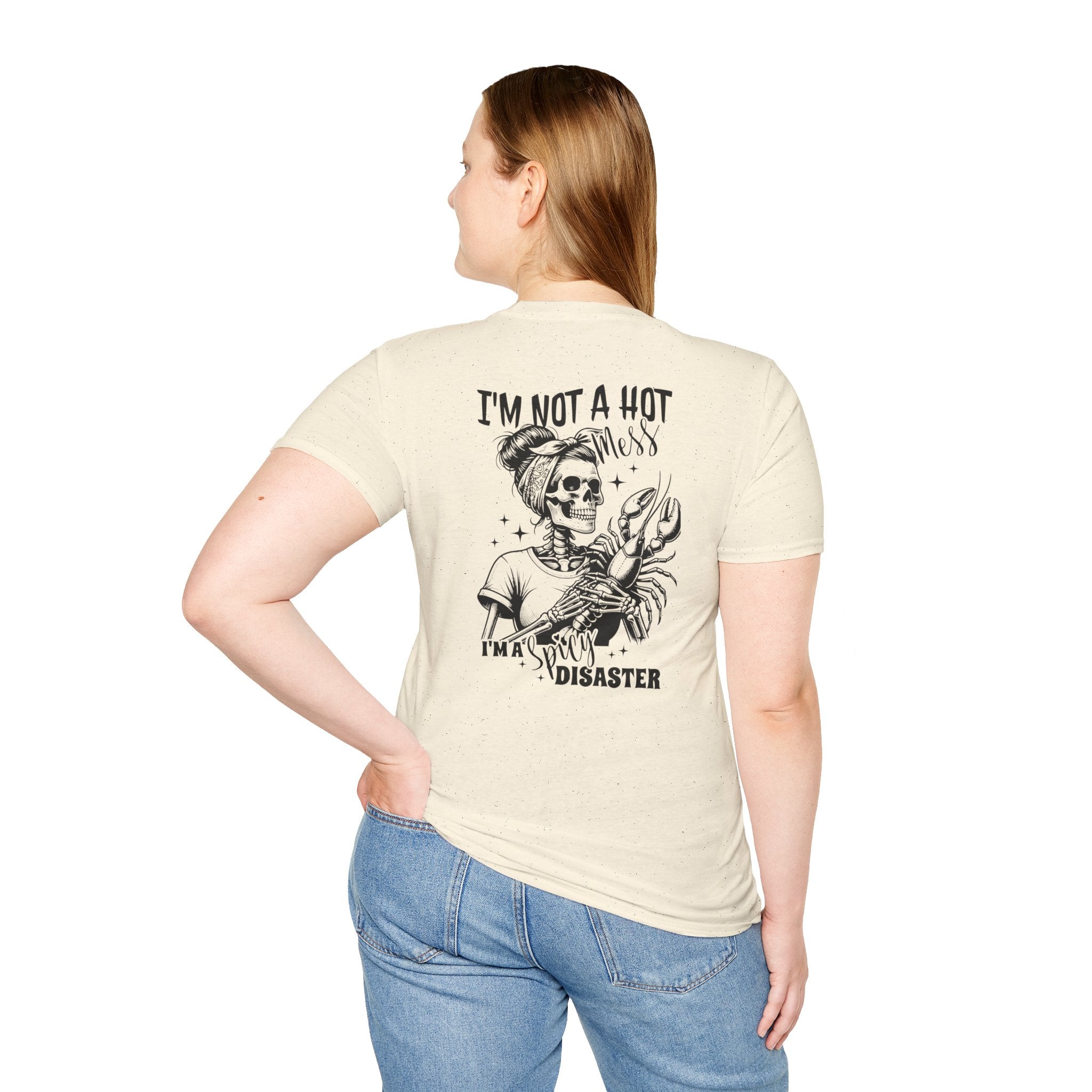 Double-sided Skeleton Woman Holding Lobster Tee — "I’m Not a Hot Mess, I’m a Hot Disaster" Graphic T-Shirt