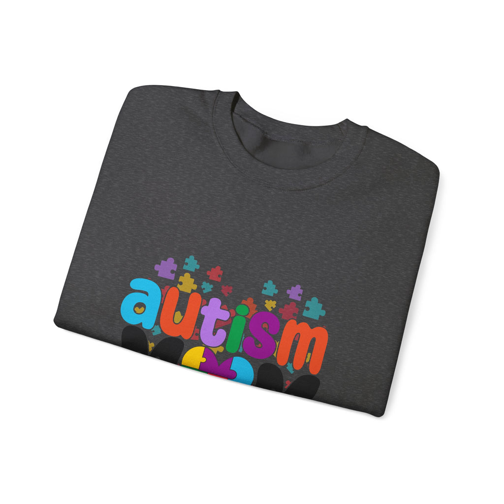 Autism Mom Crewneck Sweatshirt — Colorful Puzzle Heart Awareness Pullover