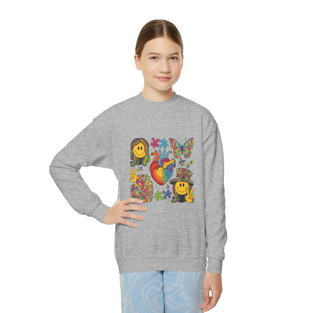 Youth Heart & Smiley Puzzle Crewneck Sweatshirt