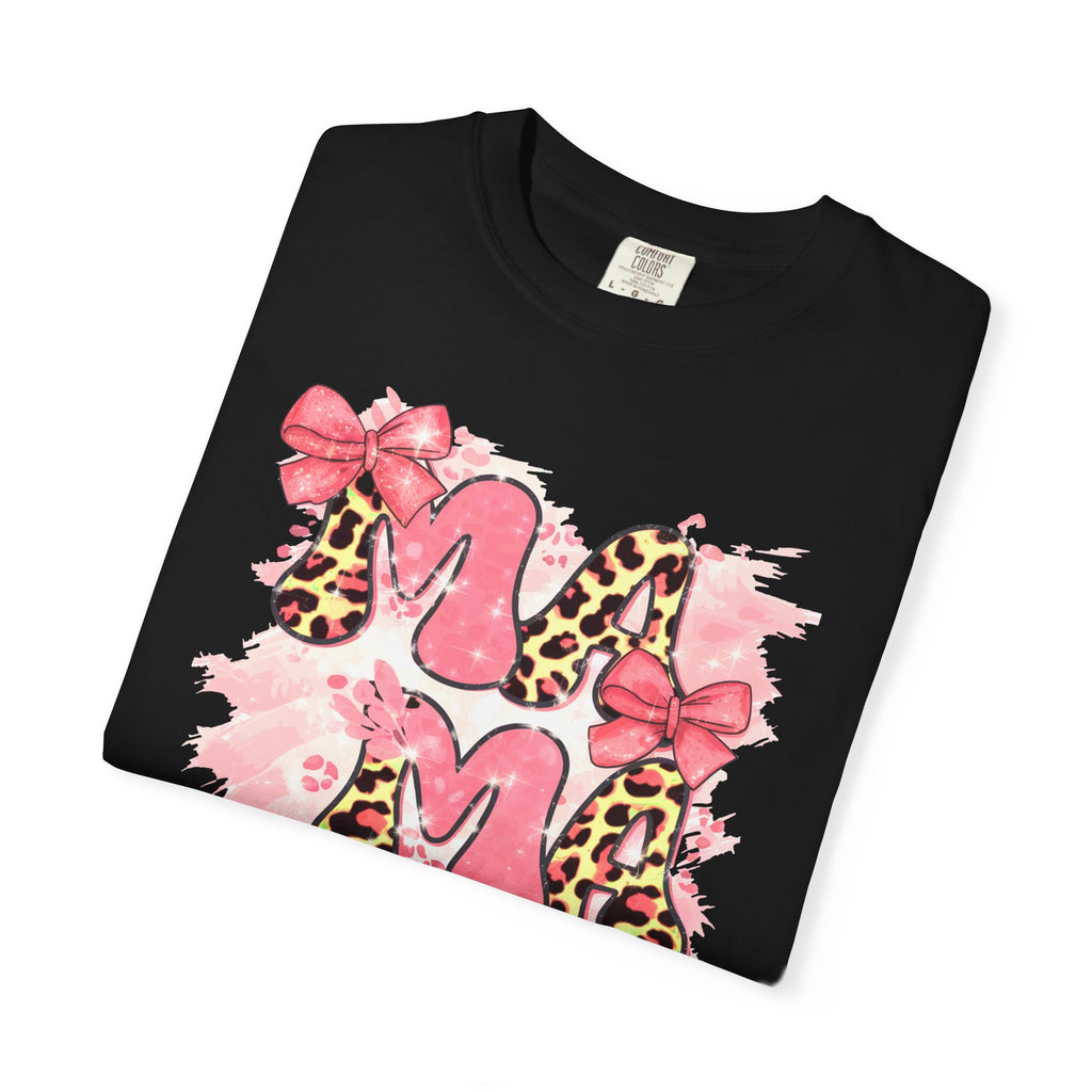 Mama Leopard Floral T-Shirt — Pink Bow Mother's Day Tee