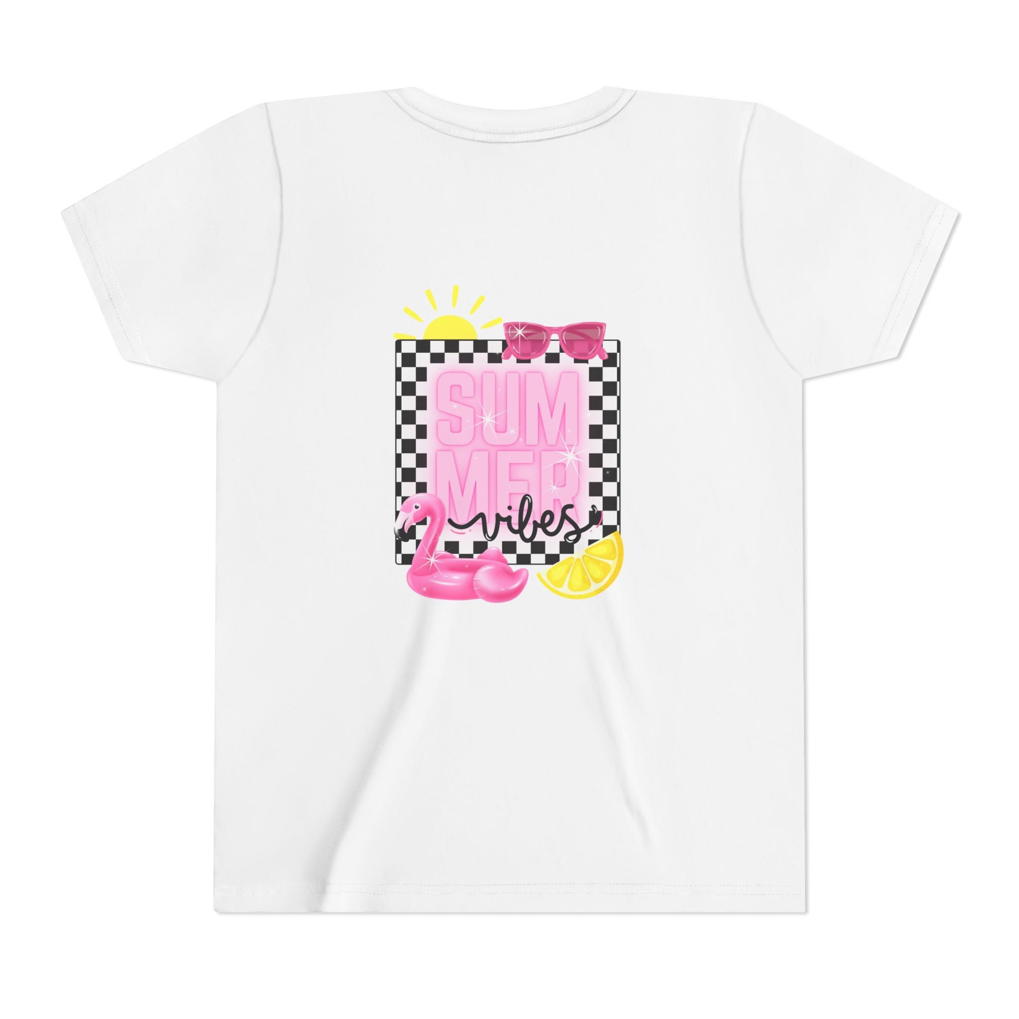 Youth Tee — "SUMMER Vibes" Pink Floaty Checkerboard Kids T-Shirt