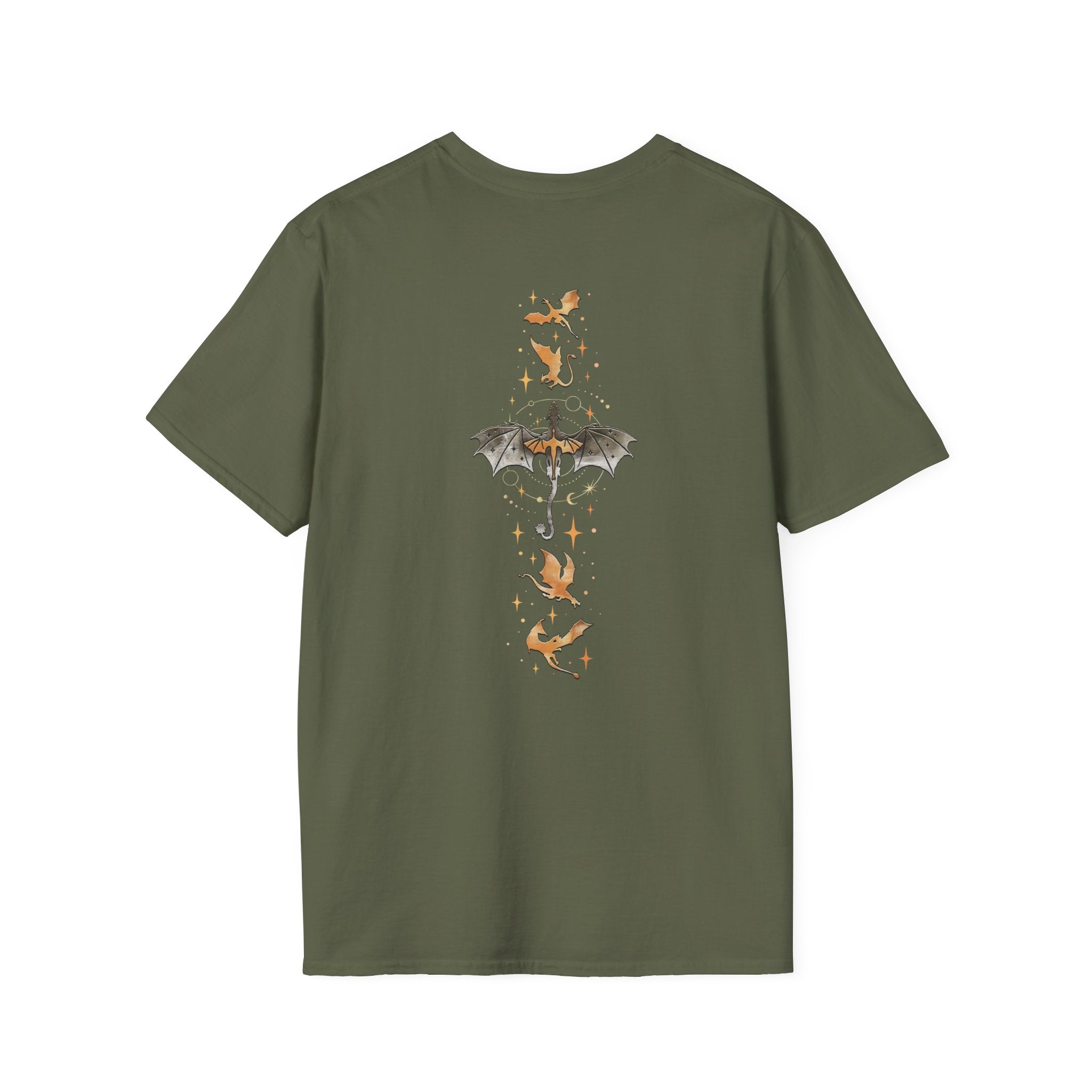Book Dragon T-Shirt — Vintage Magical Books & Bat Illustration