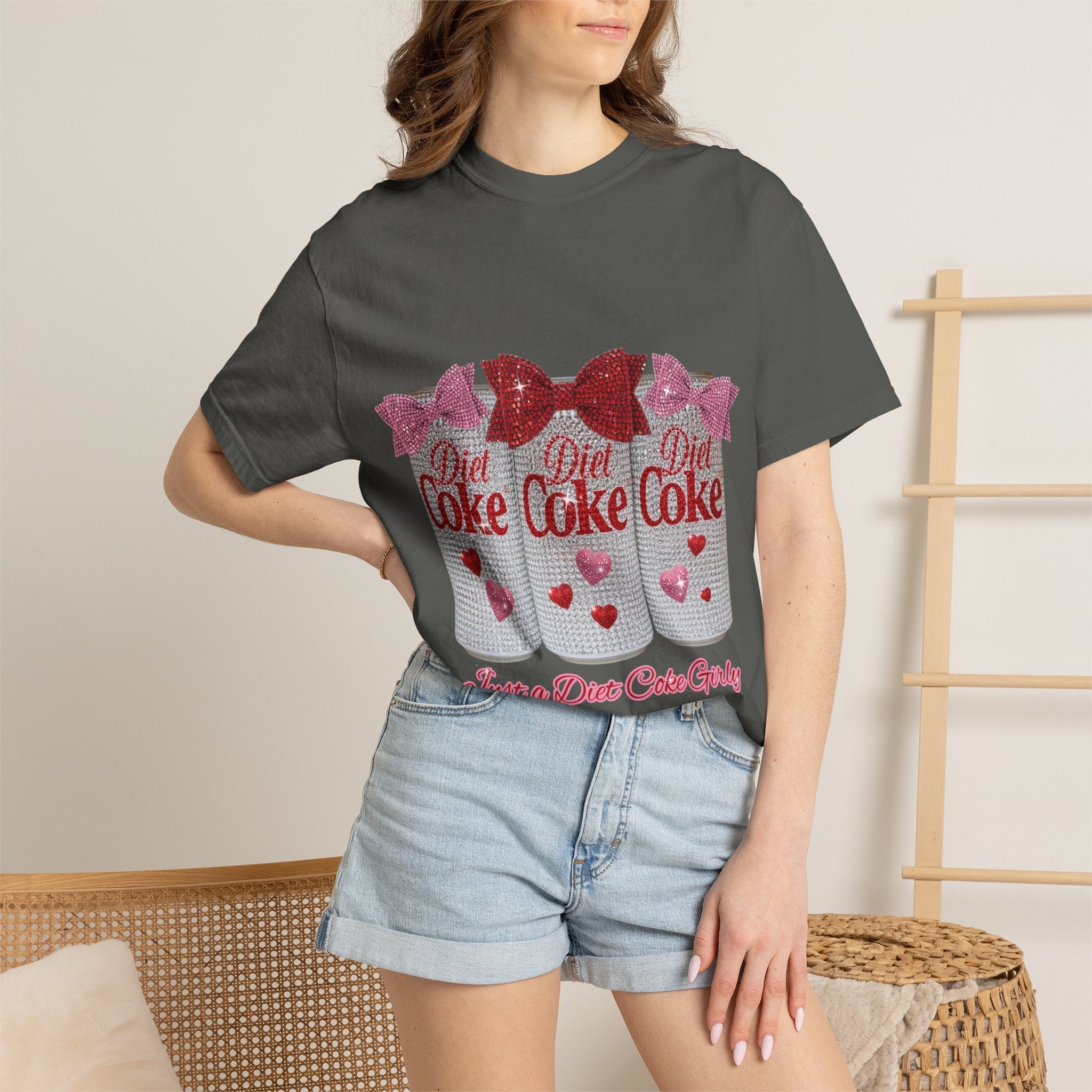 Diet Coke Glitter Can T-Shirt — "Just a Diet Coke Girl" Retro Sparkle Tee