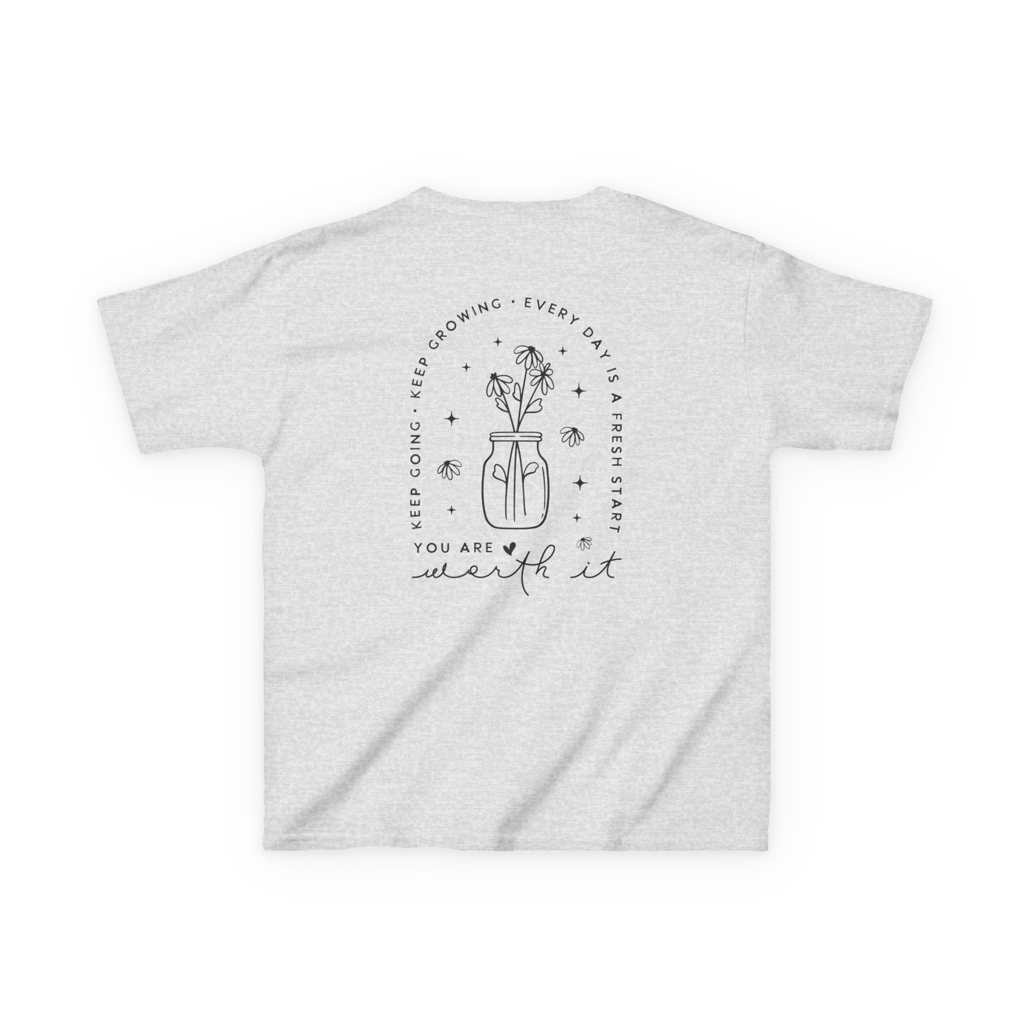 Kids Tee — “You Are Worth It” Minimal Floral Comfort Shirt