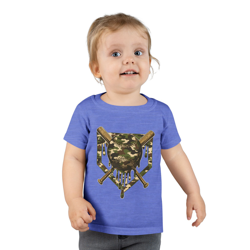 Toddler T-Shirt — Camo Skull & Crossed Bats Graphic