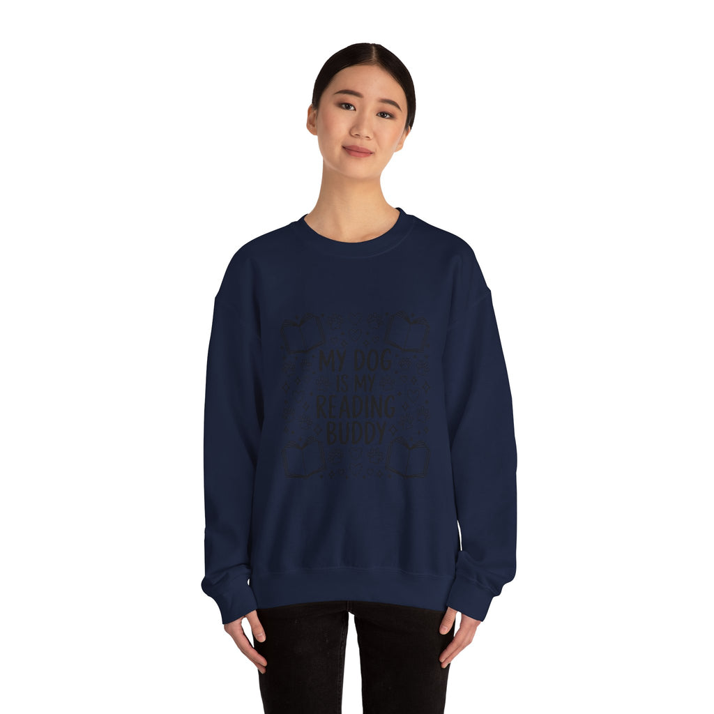 My Dog Is My Reading Buddy Sweatshirt — Cozy Dog Lover Bookish Crewneck