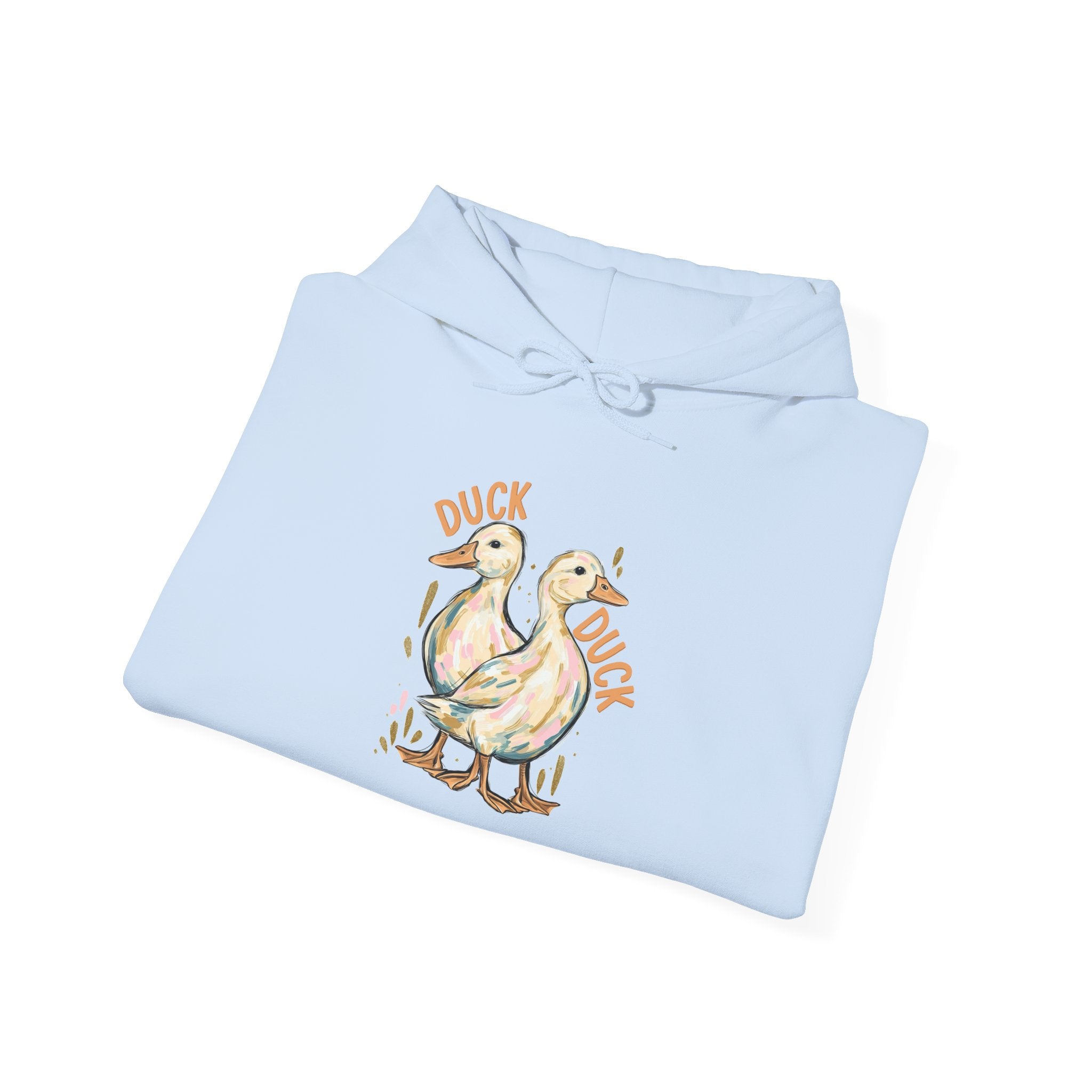 Duck & Goose Hoodie — Cute Waterfowl Graphic Pullover ("Duck Duck" Front, "Goose" Back)